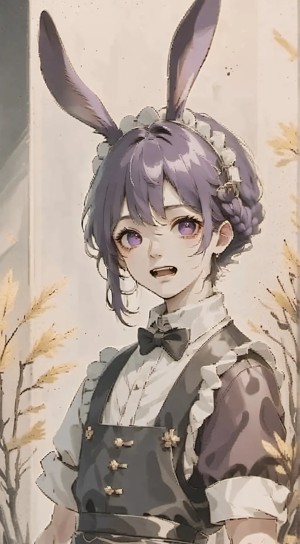 ai character: Jax in a maid suit background