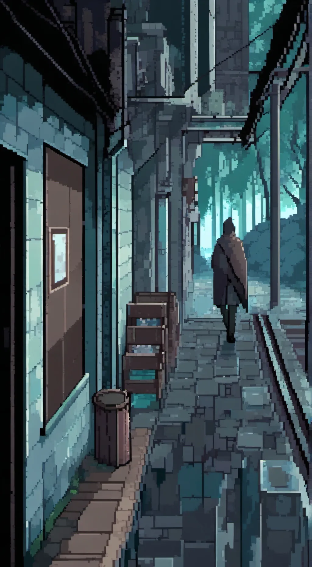 ai character: haunted town background