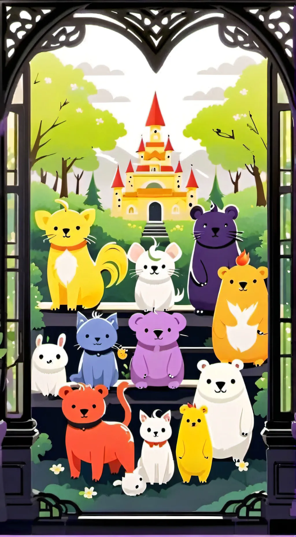 ai character: Smilling critters background