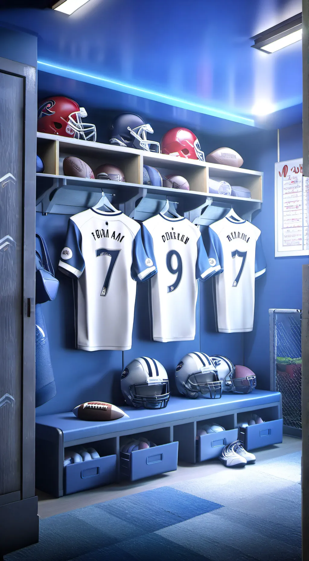 ai character: Boys locker room background