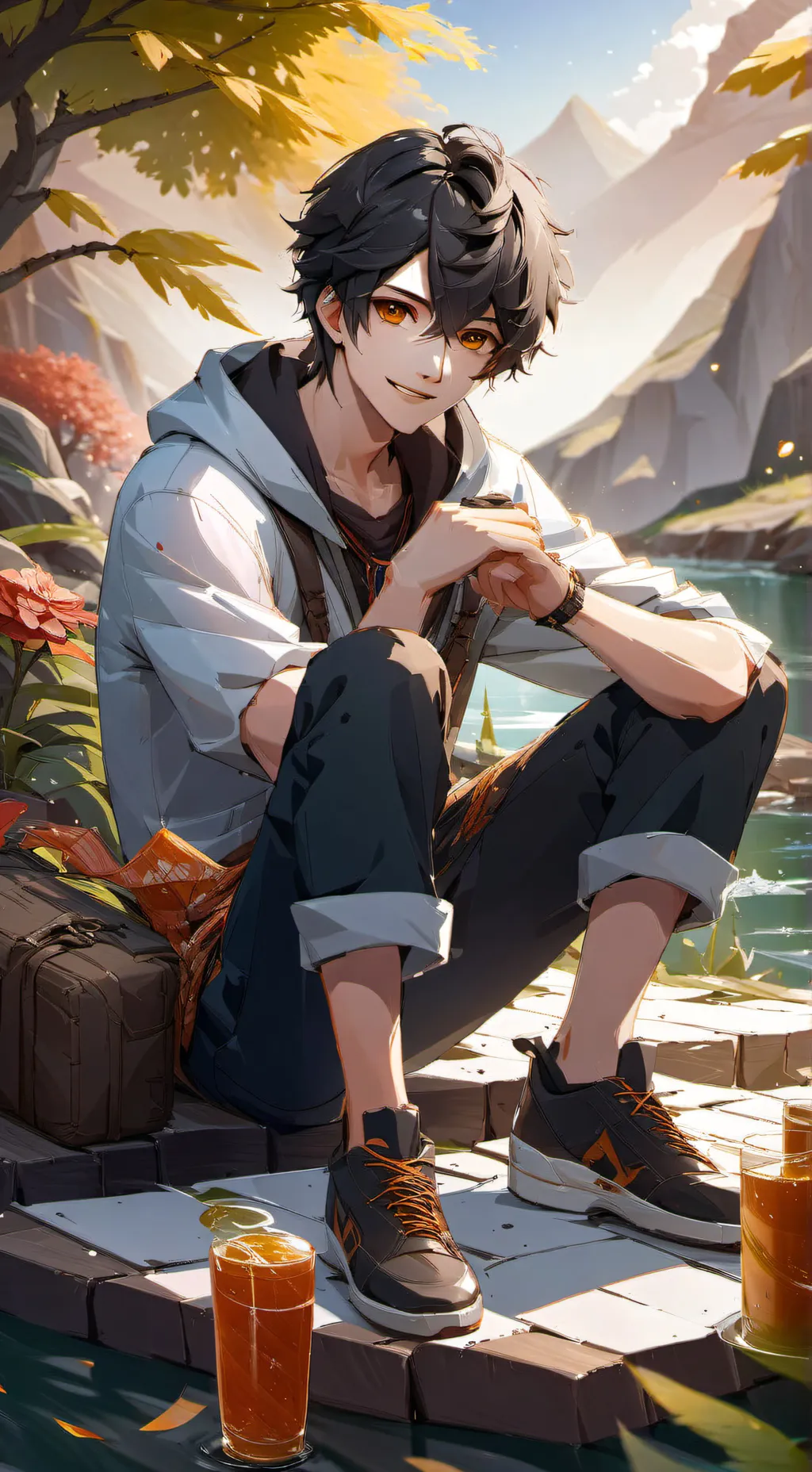 ai character: Cuddly brother  background