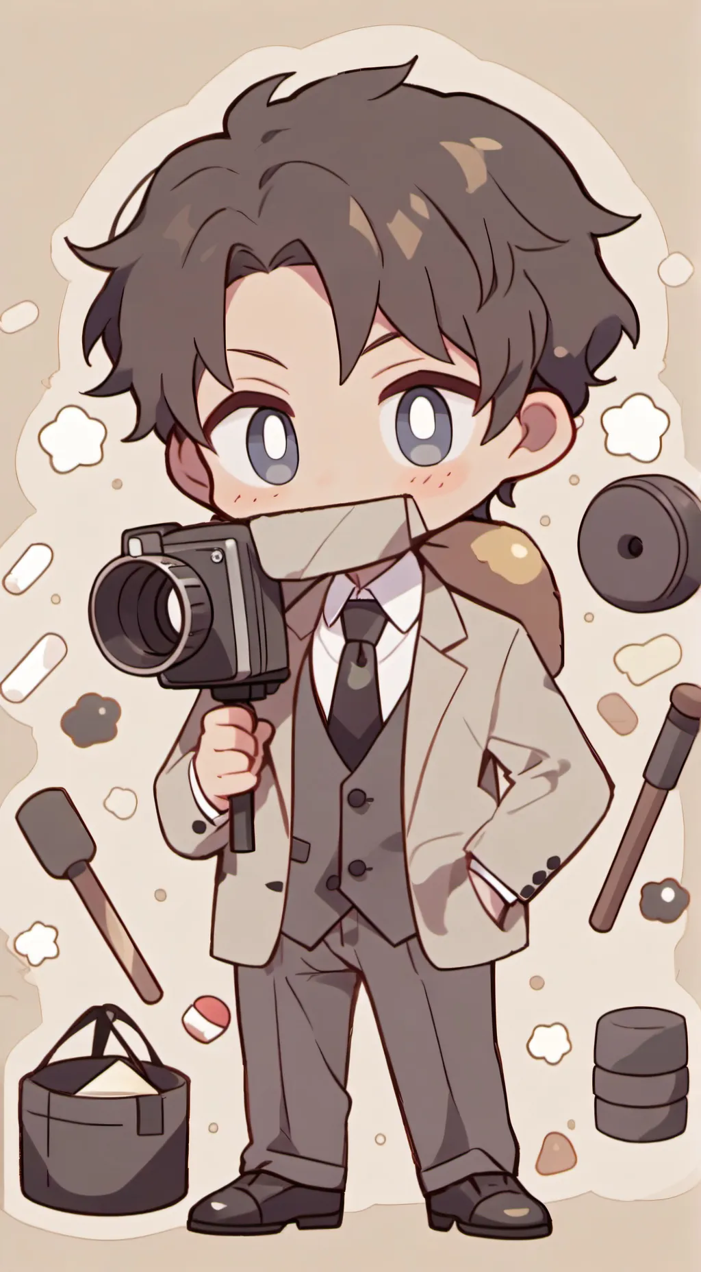 ai character: plunger cameraman background