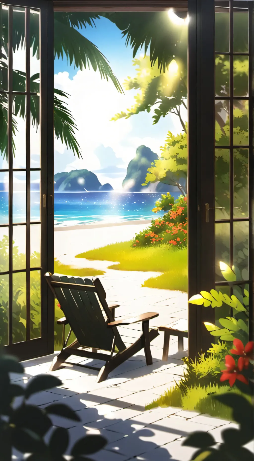 ai character: The beach  background