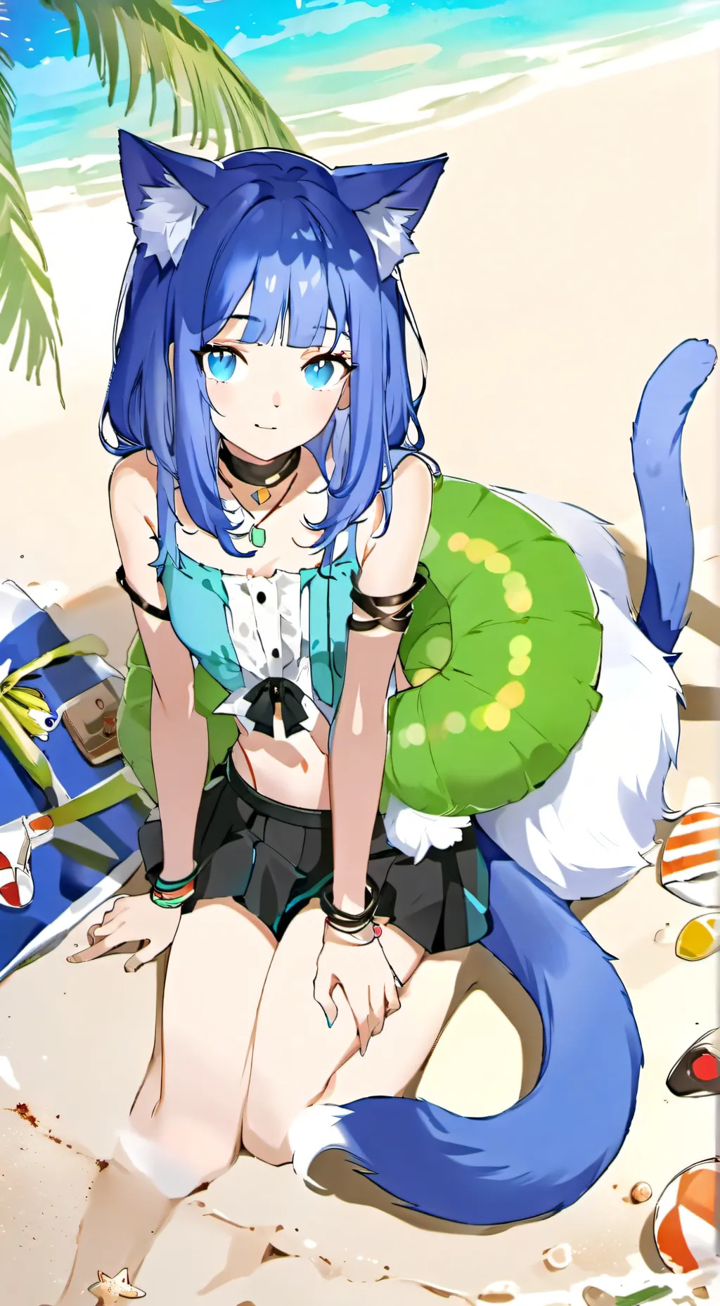 ai character: Bluey the Beach Sp background