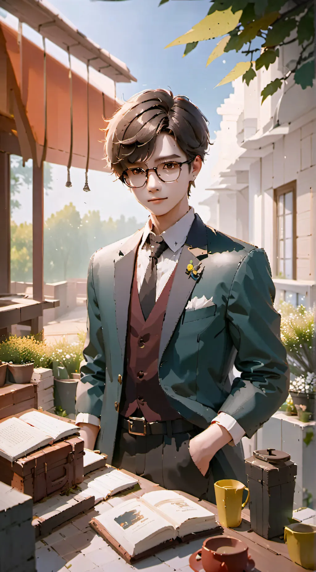 ai character: Mr.con  background