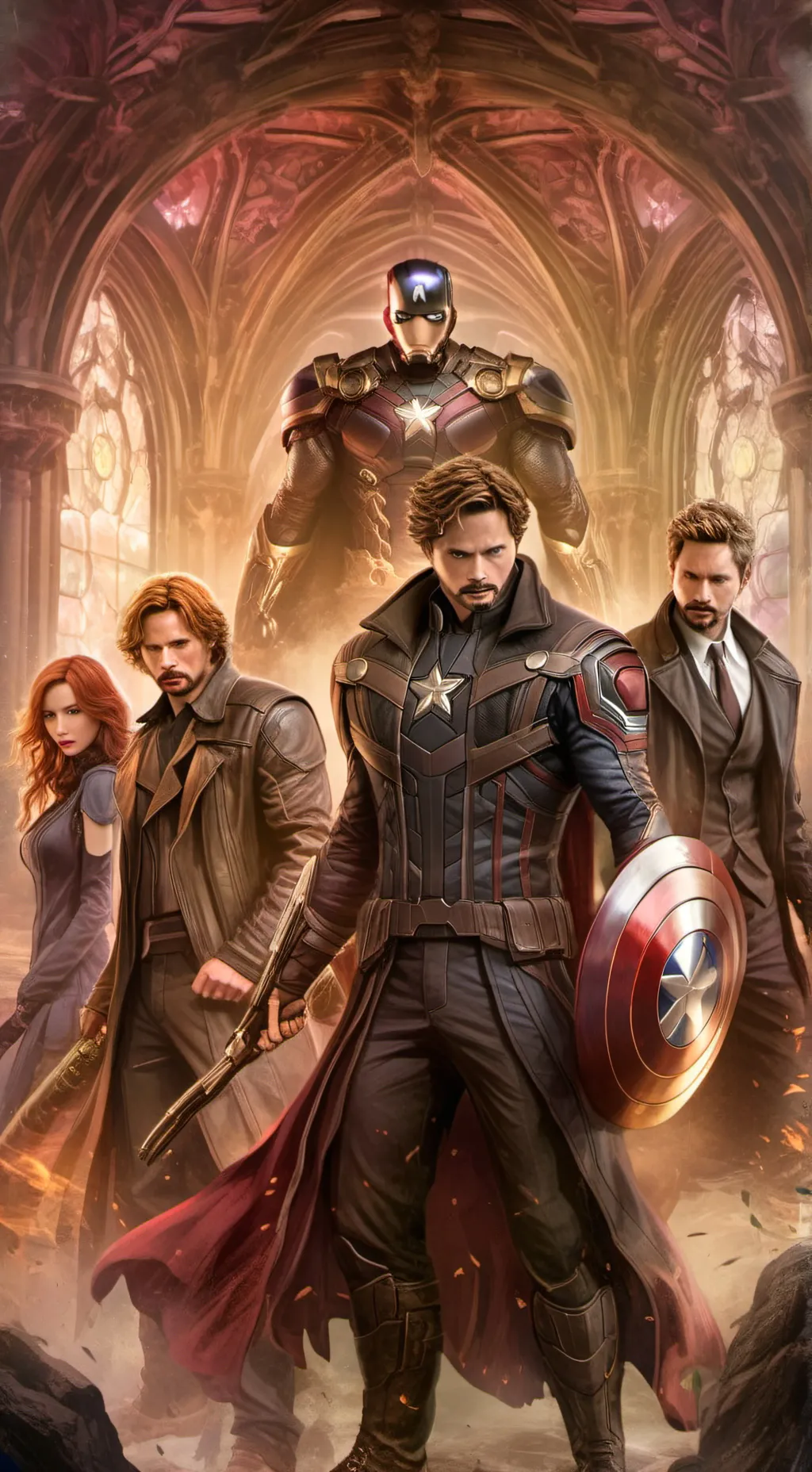 ai character: avengers meeting  background