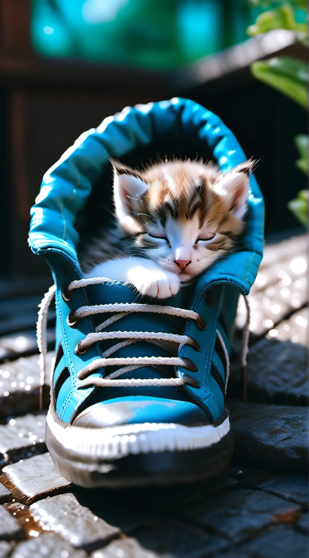 ai character: kitten in a shoe background