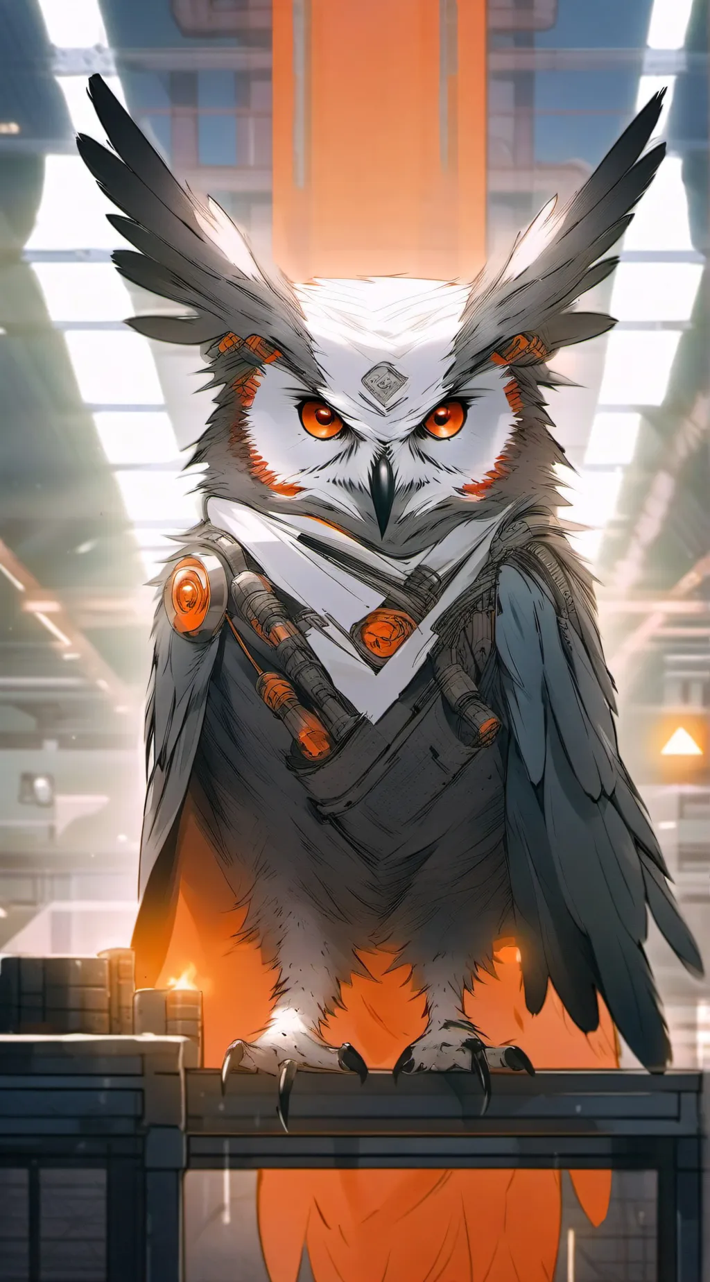 ai character: Corrupted Owl  background