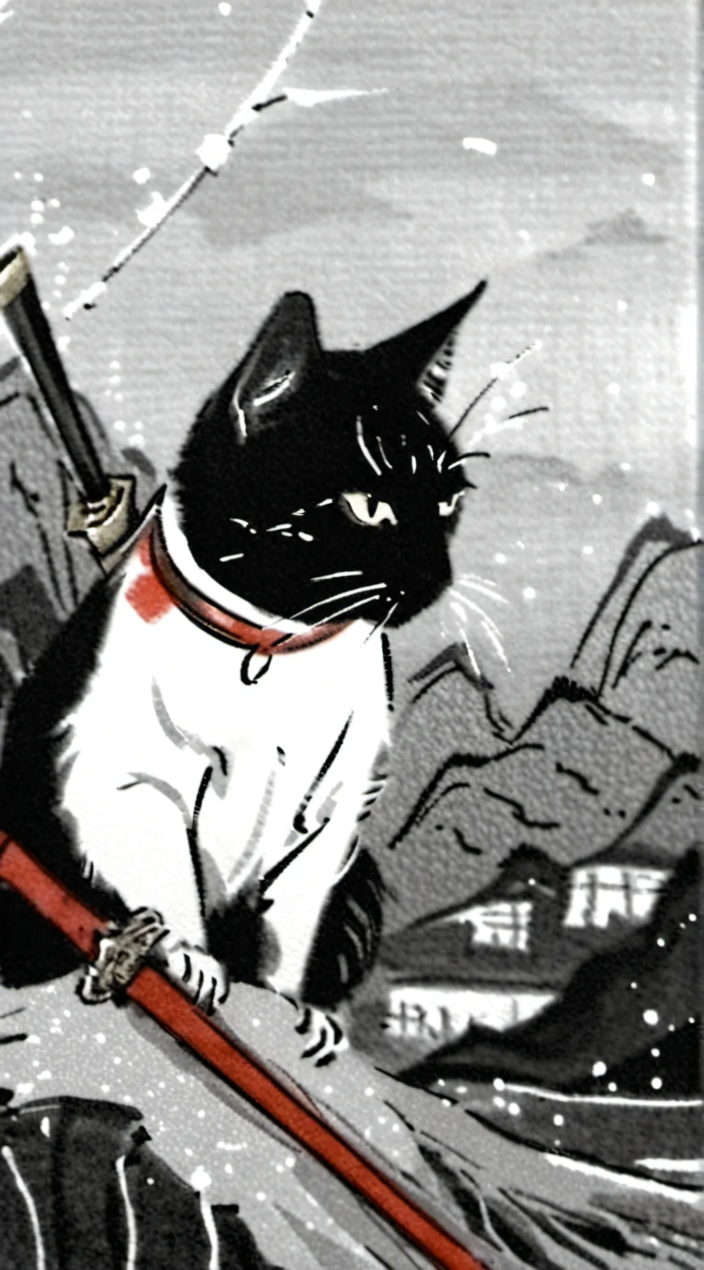 ai character: Samurai cat background