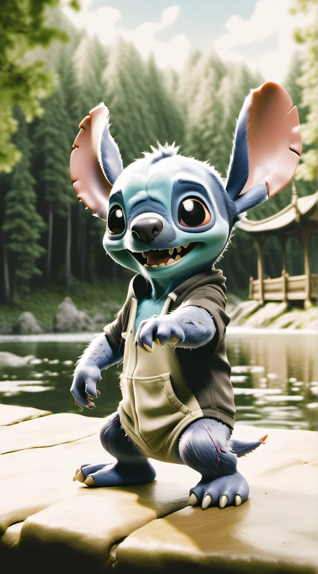 ai character: Stitch  background