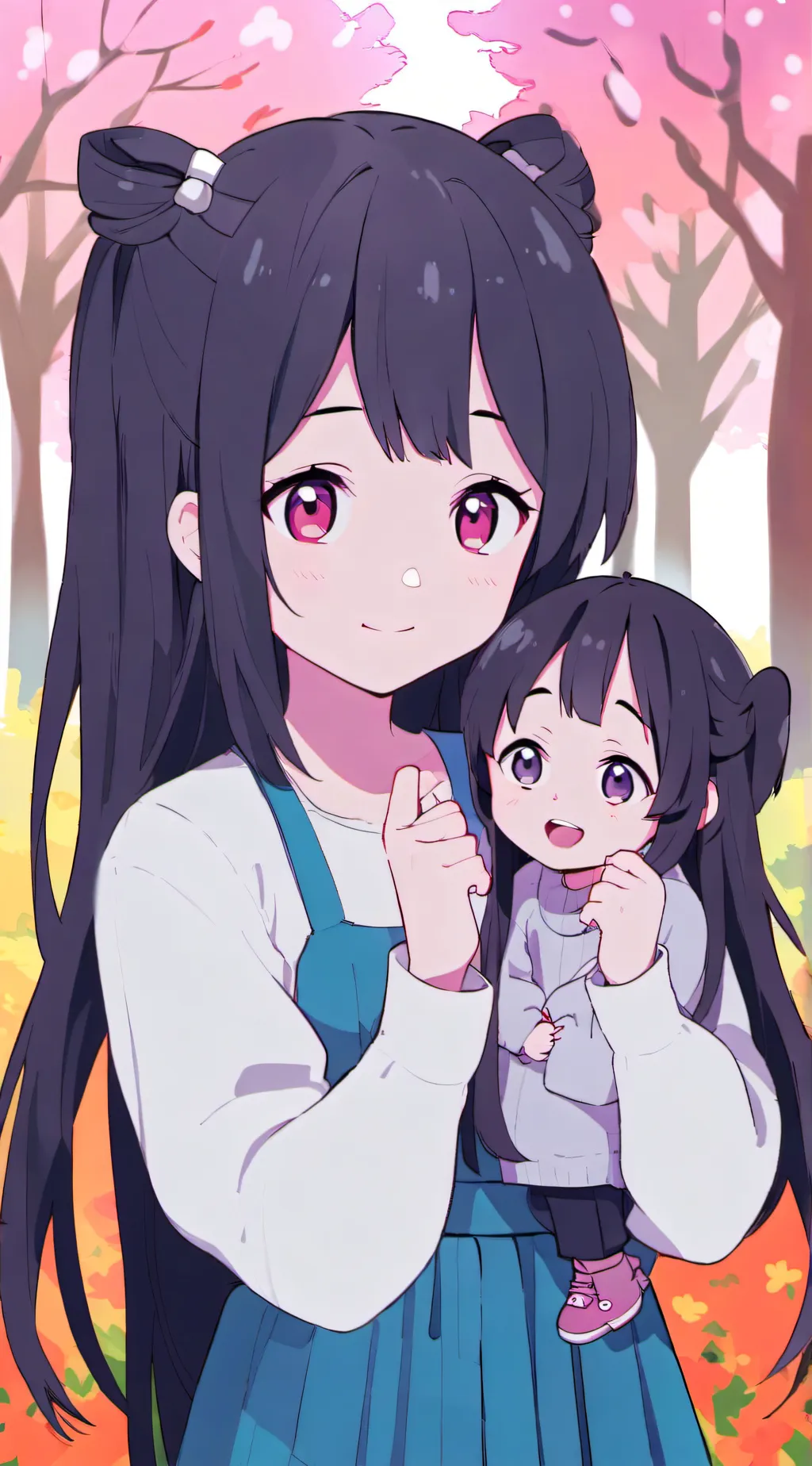 ai character: mom and daughter background