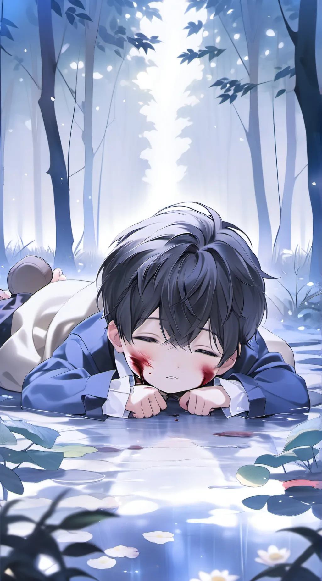 ai character: Little Alone Child background