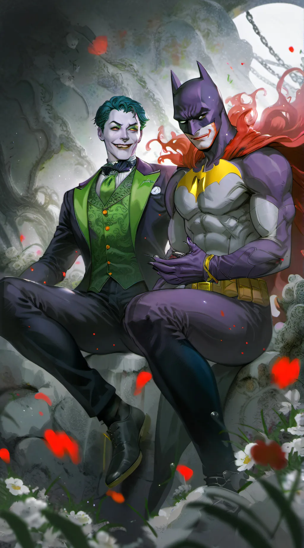 ai character: Batman x joker  background