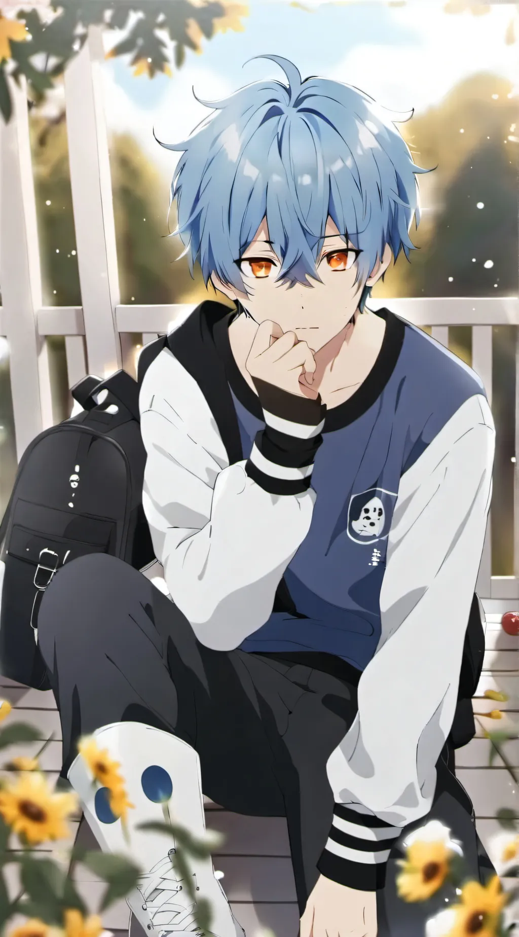ai character: BluewhiteBluevinsn background