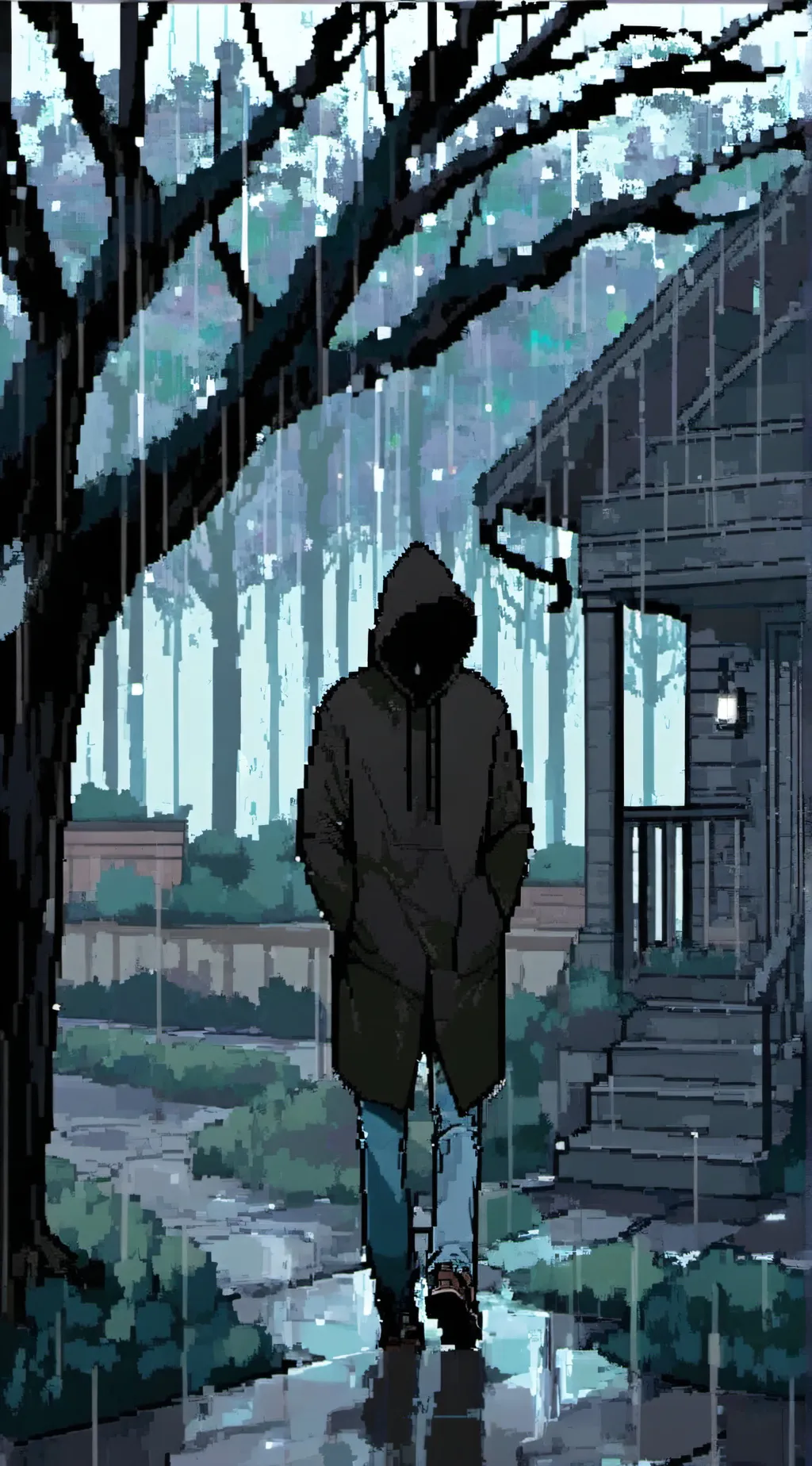 ai character: alone outside  background