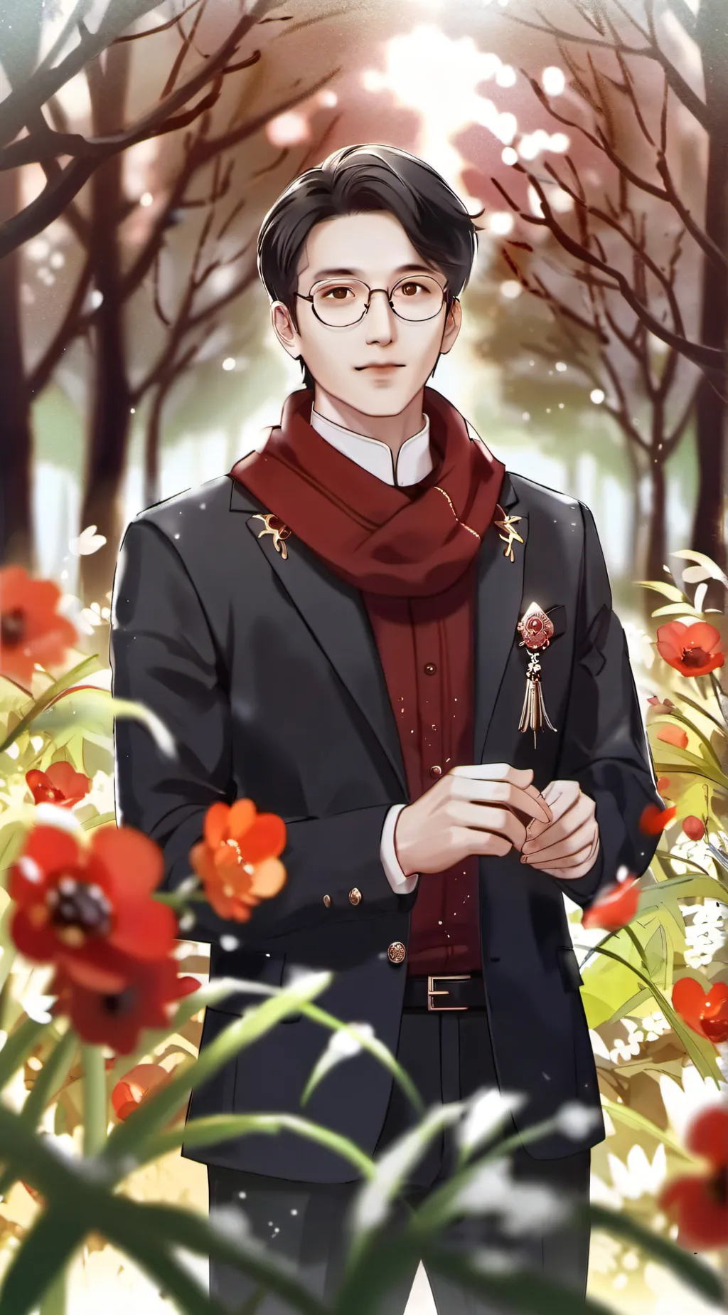 ai character: Hogwarts roof background