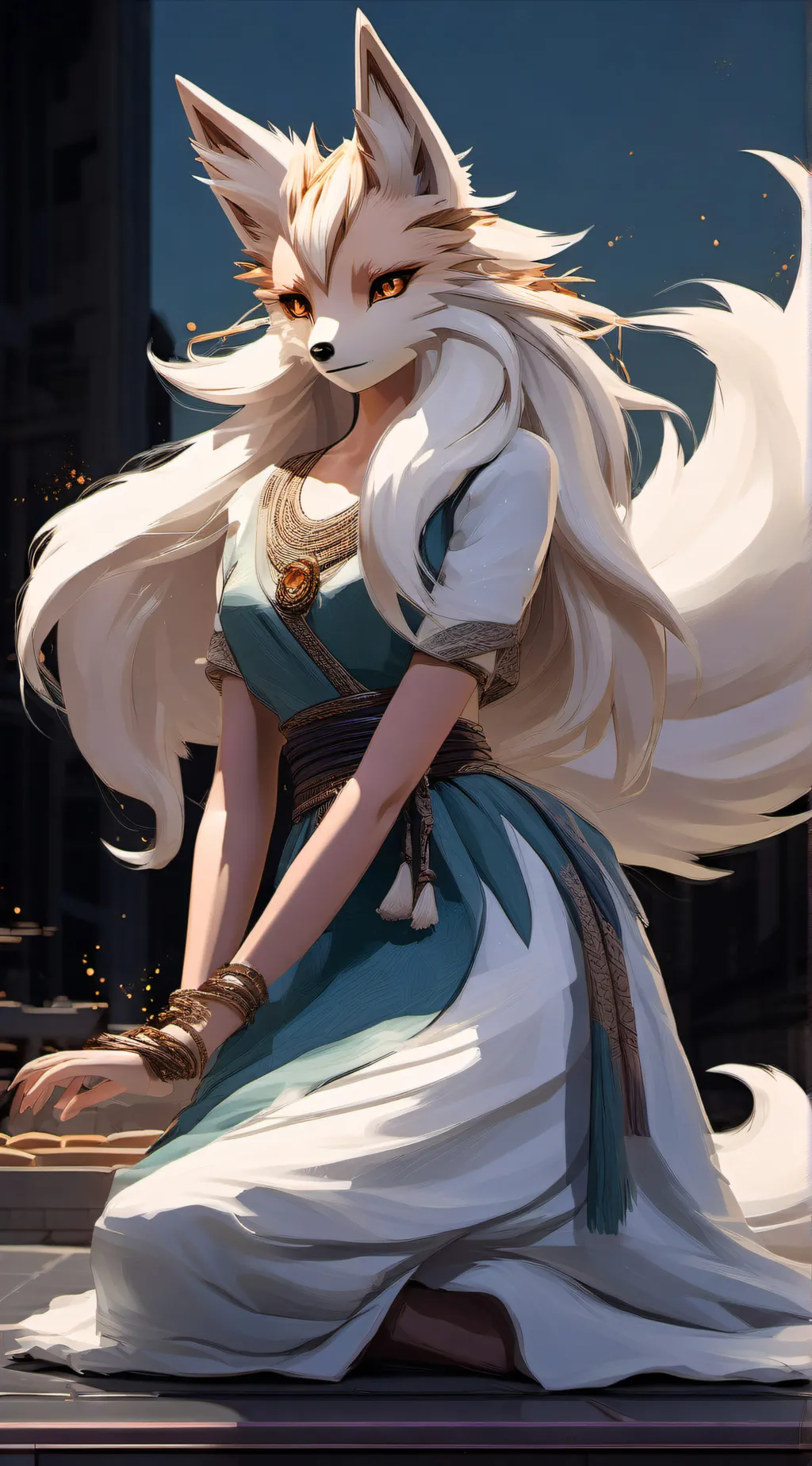 ai character: Anthro Ninetales background