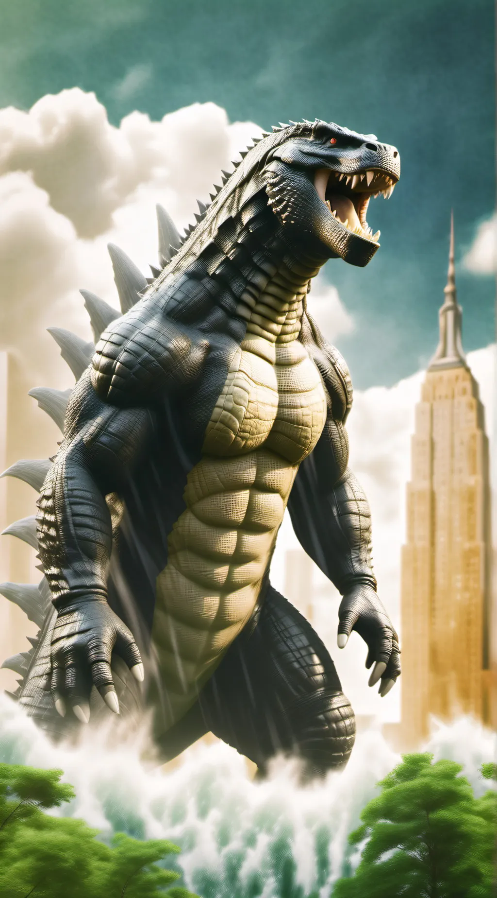 ai character: Godzilla background