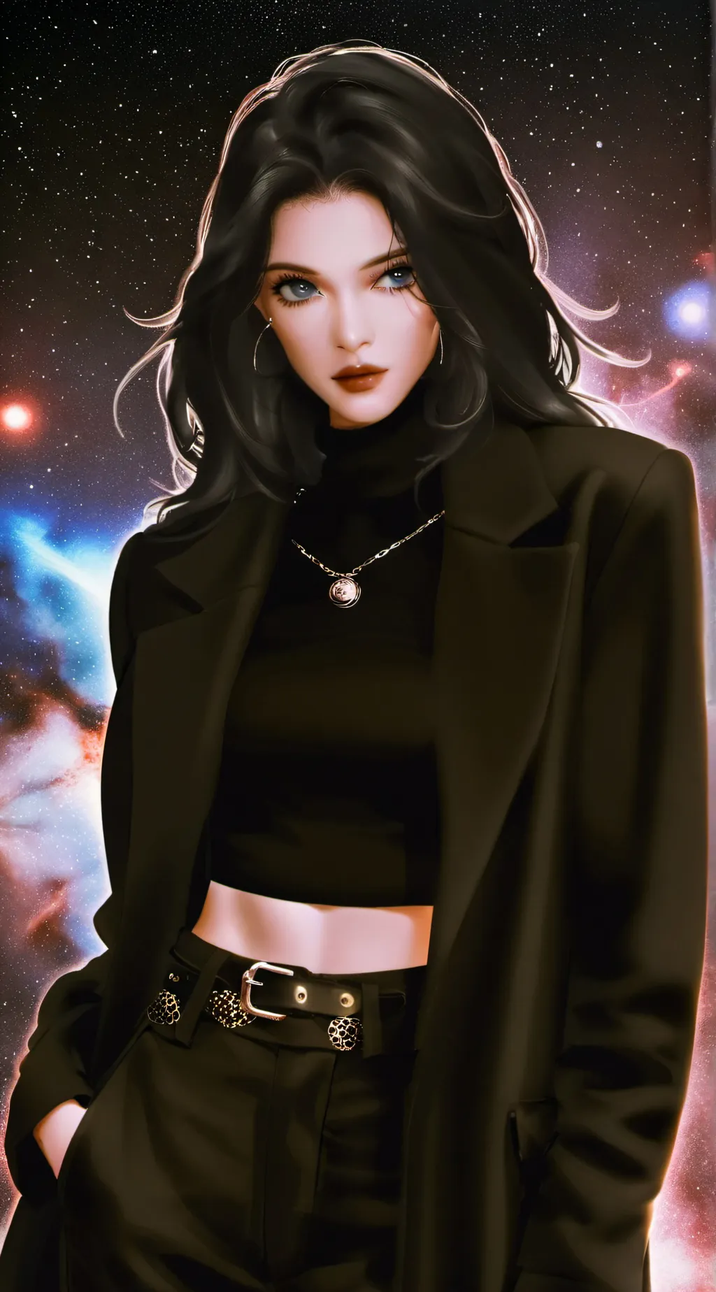 ai character: galixy background