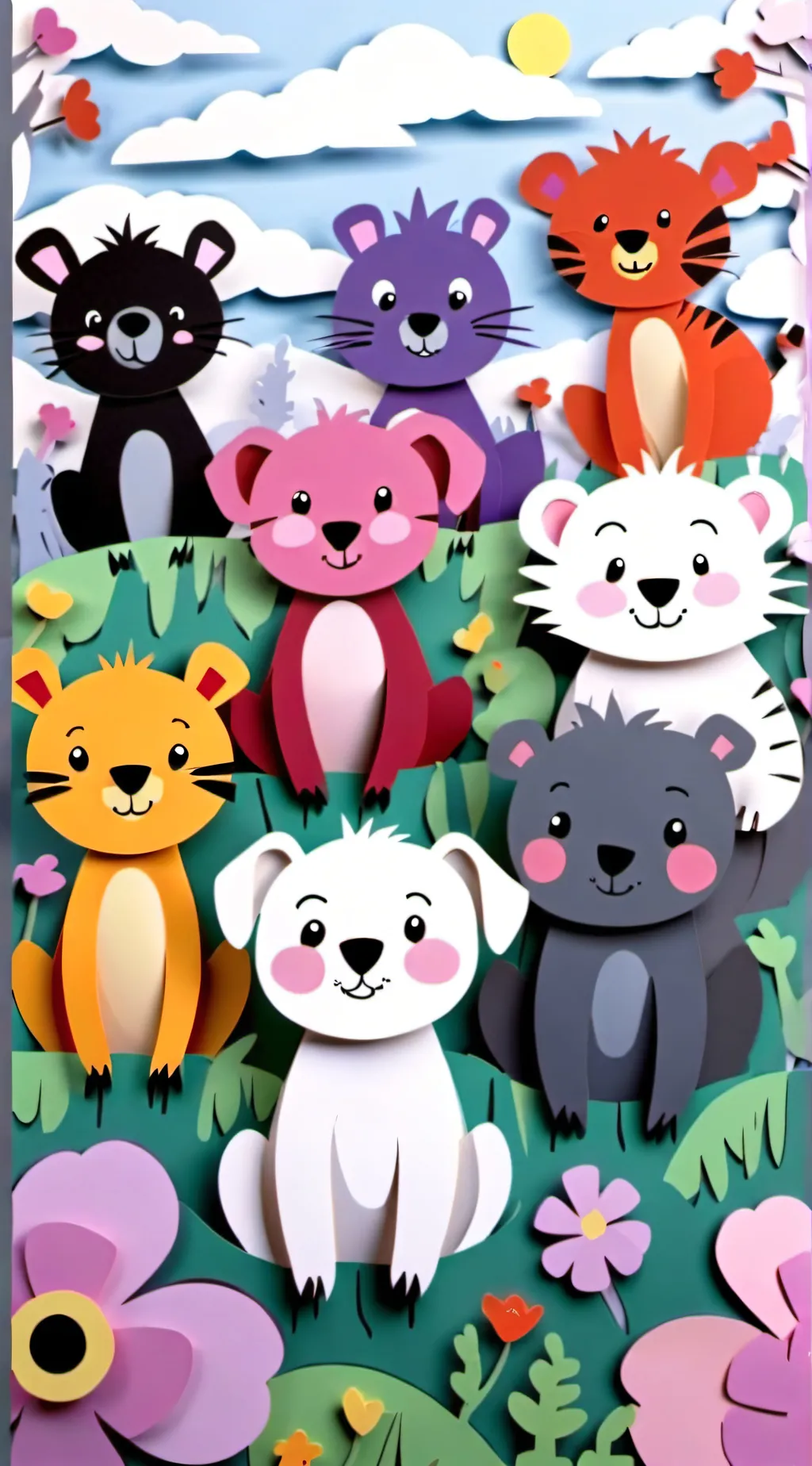 ai character: smiling critters background