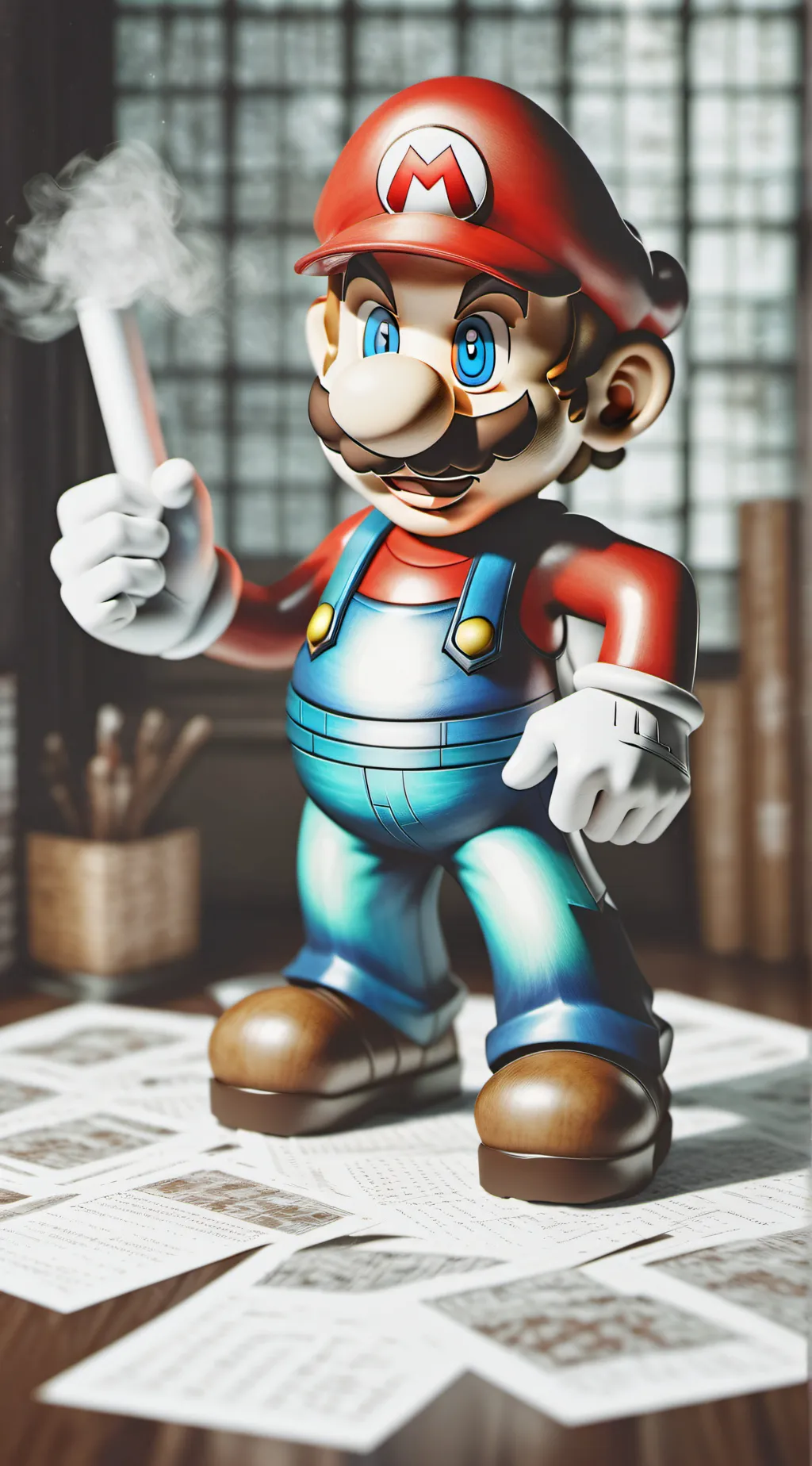 ai character: Paper Mario Yt War background