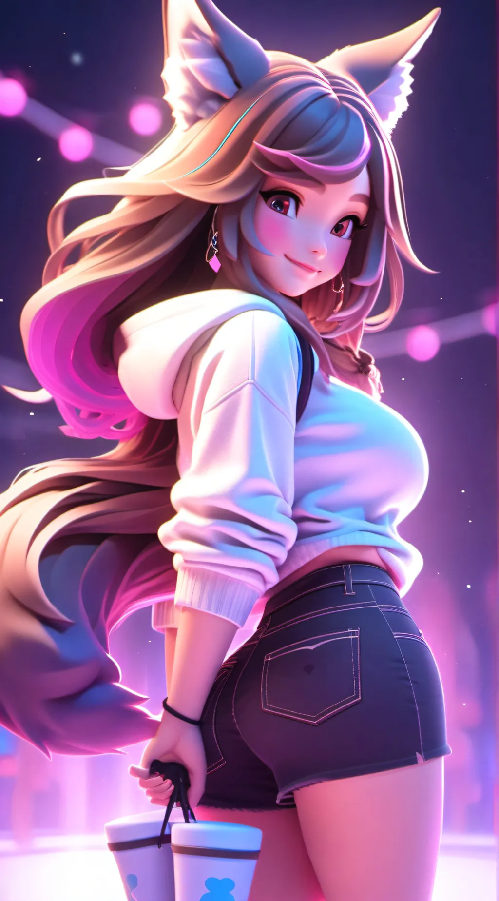 ai character: Cute fox girl 🥴 background
