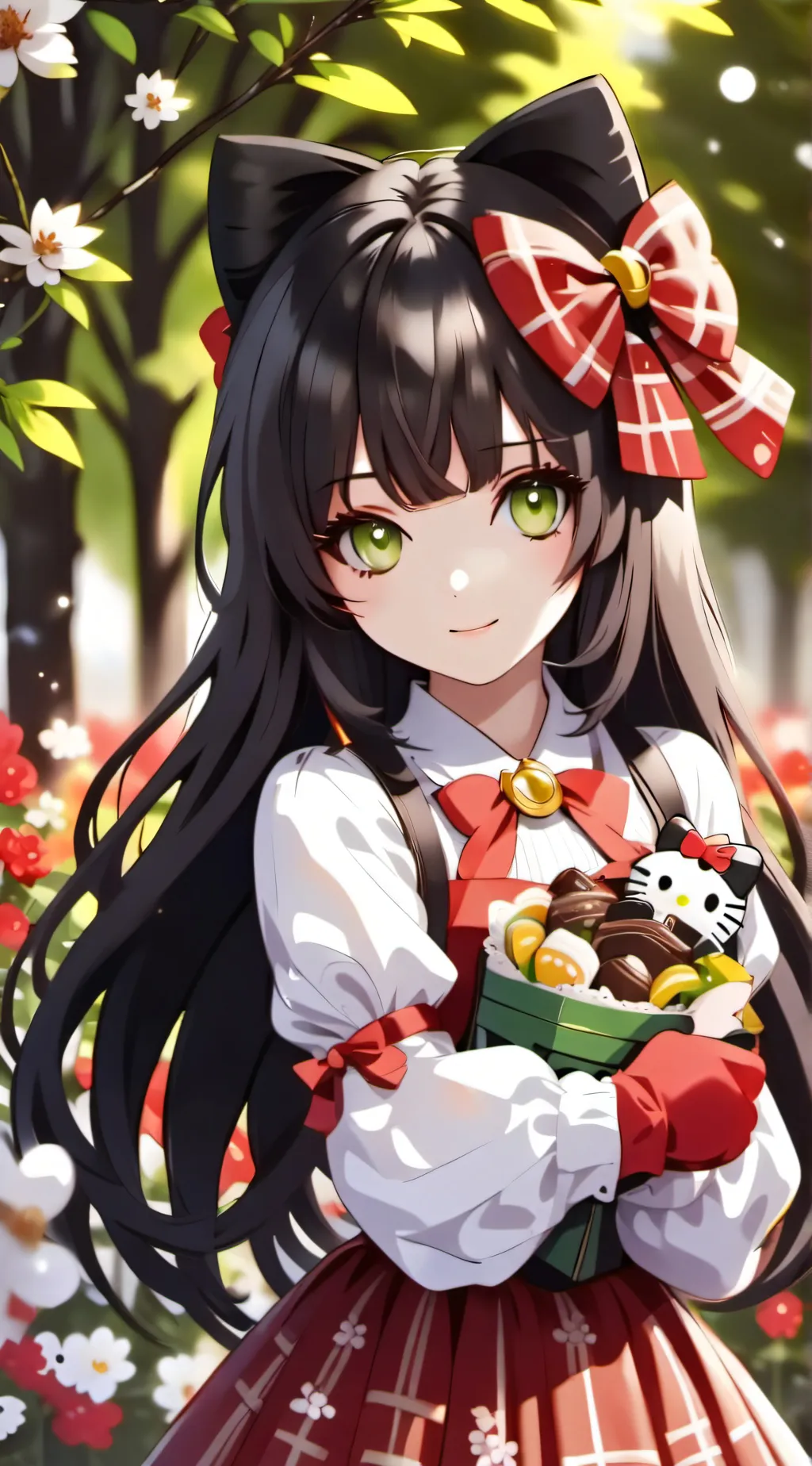 ai character: Hello kitty  background