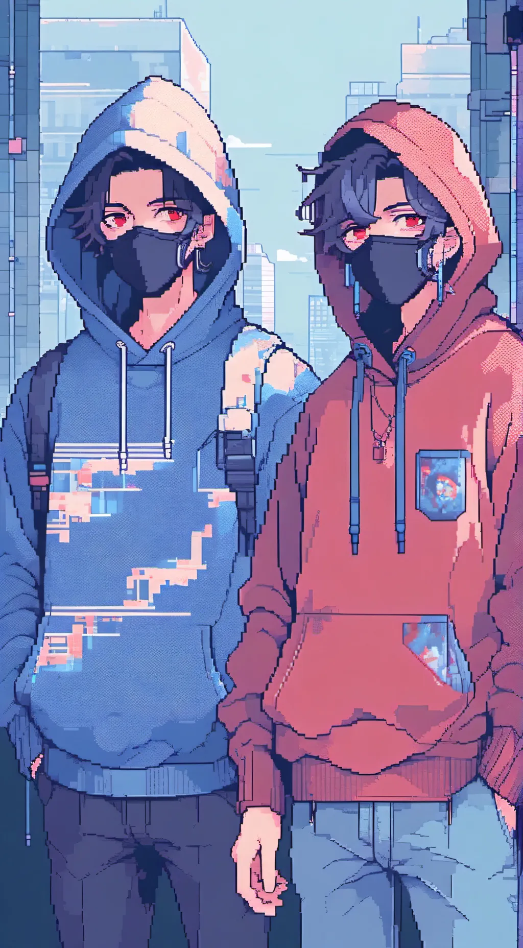 ai character: Red & Blue background