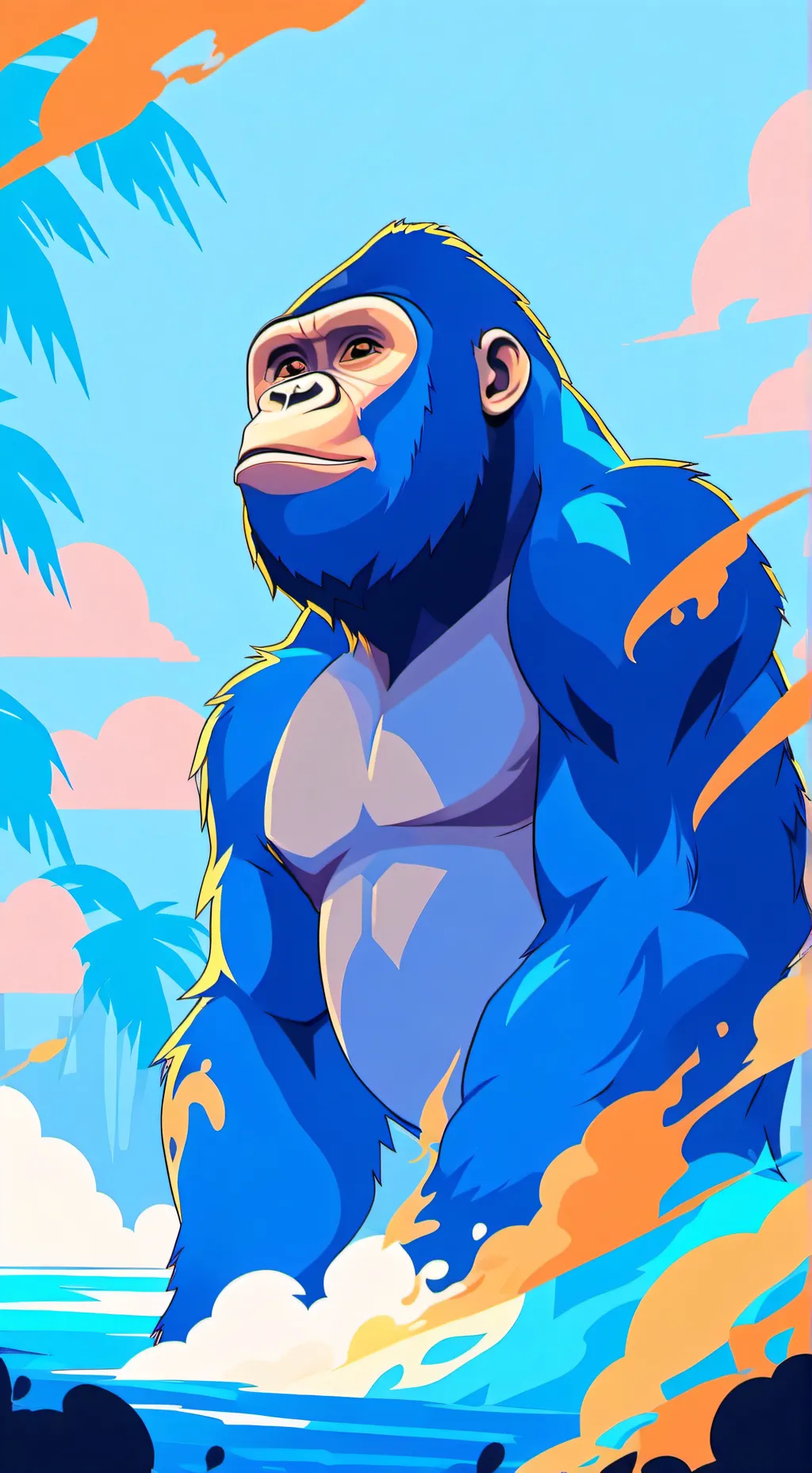ai character: baby Gorilla  background