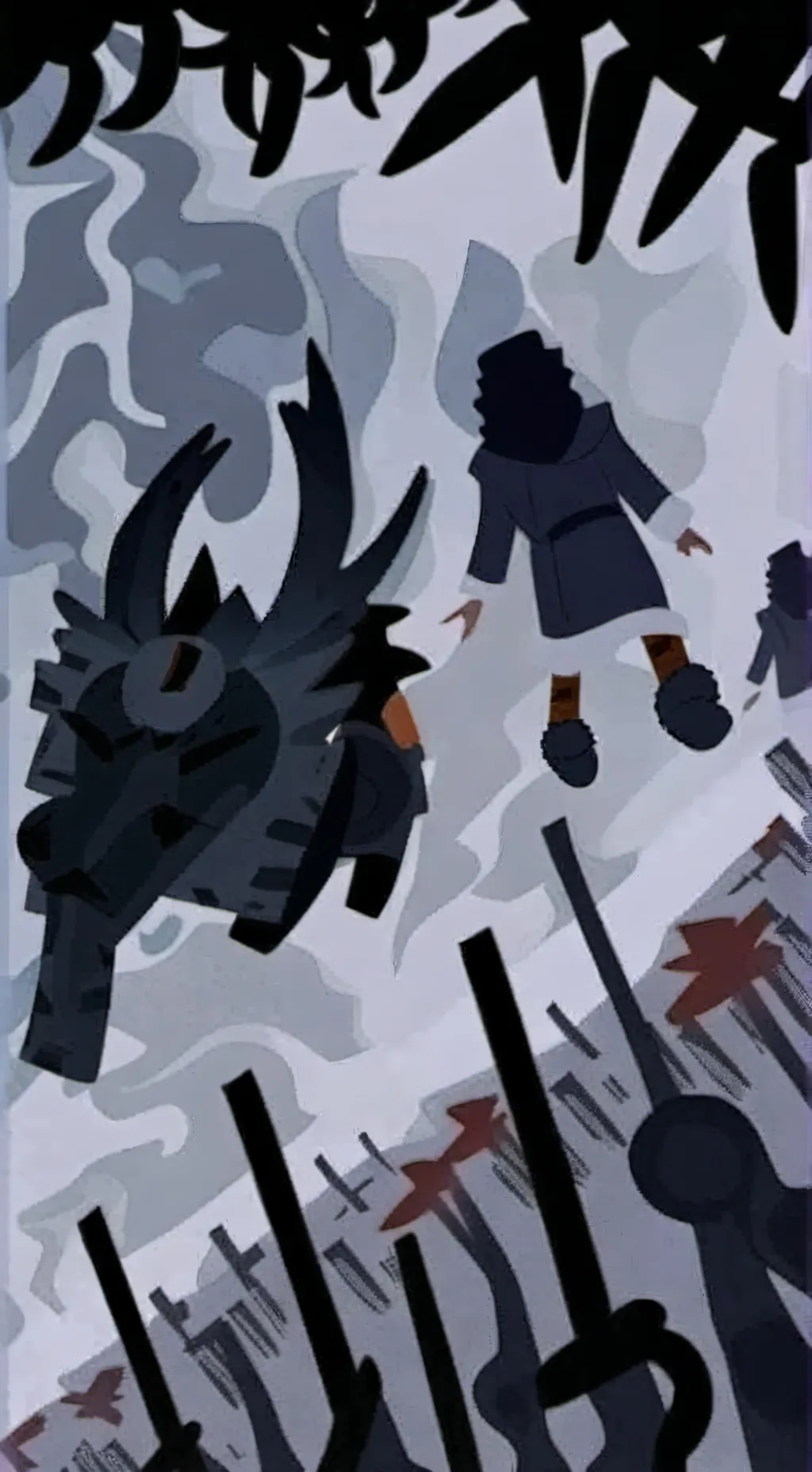 ai character: SNØWY FOREST! background
