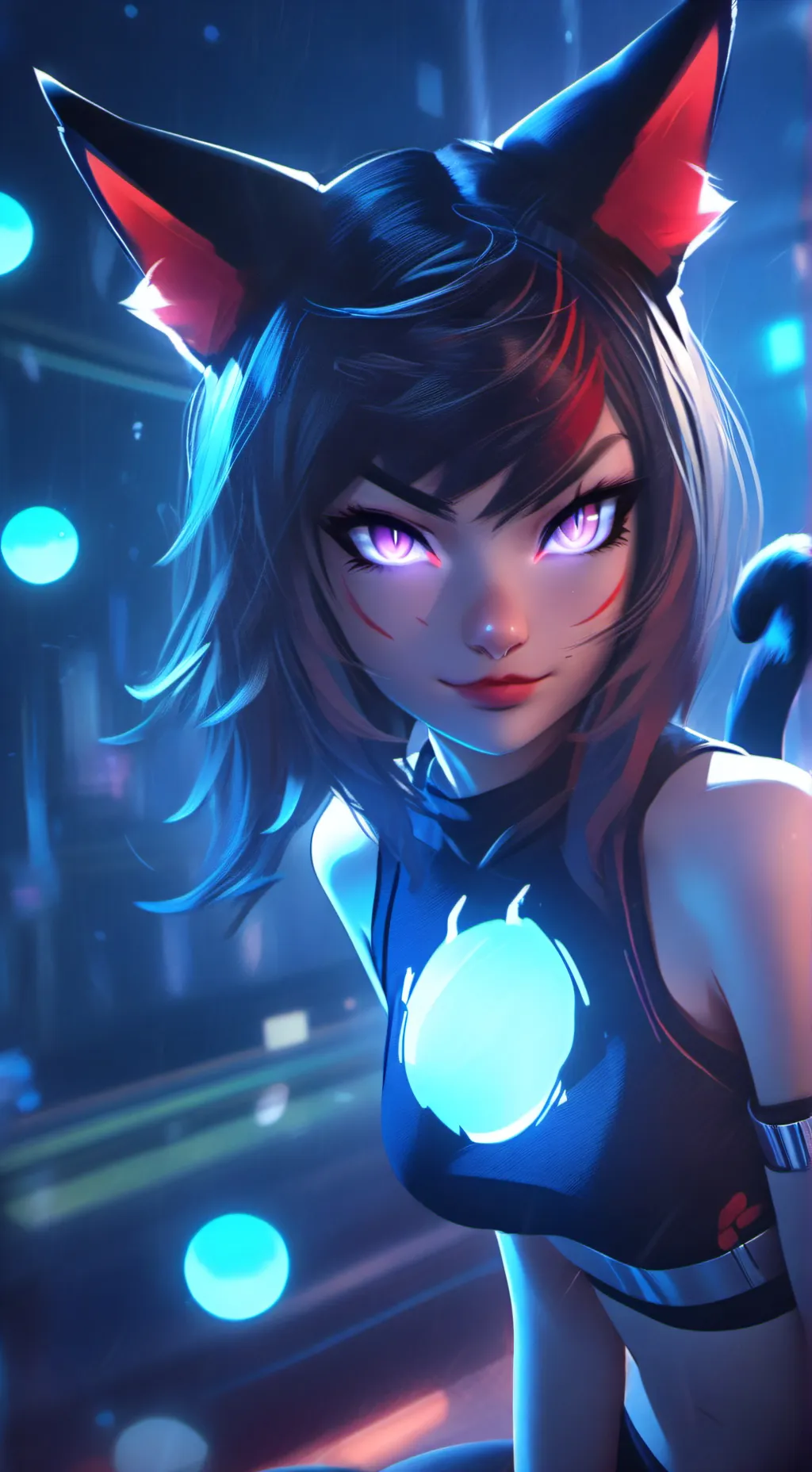 ai character: Fiery Ember Feline background