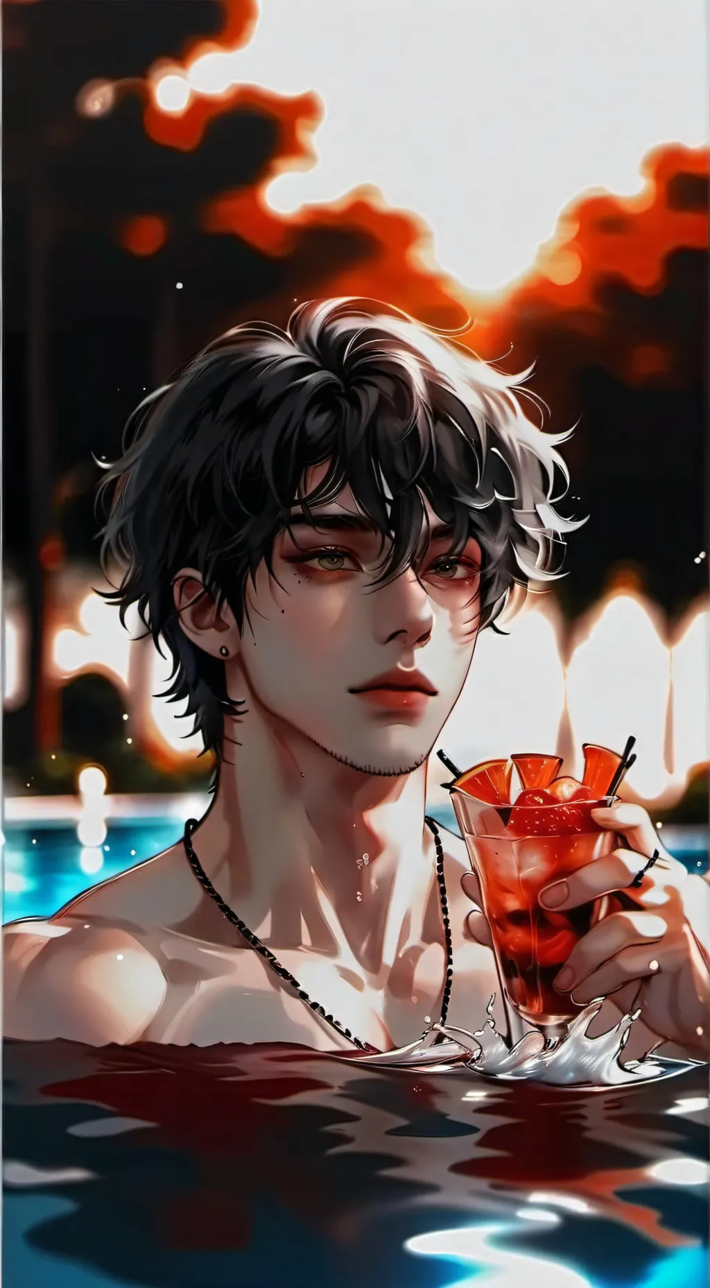 ai character: pool party background