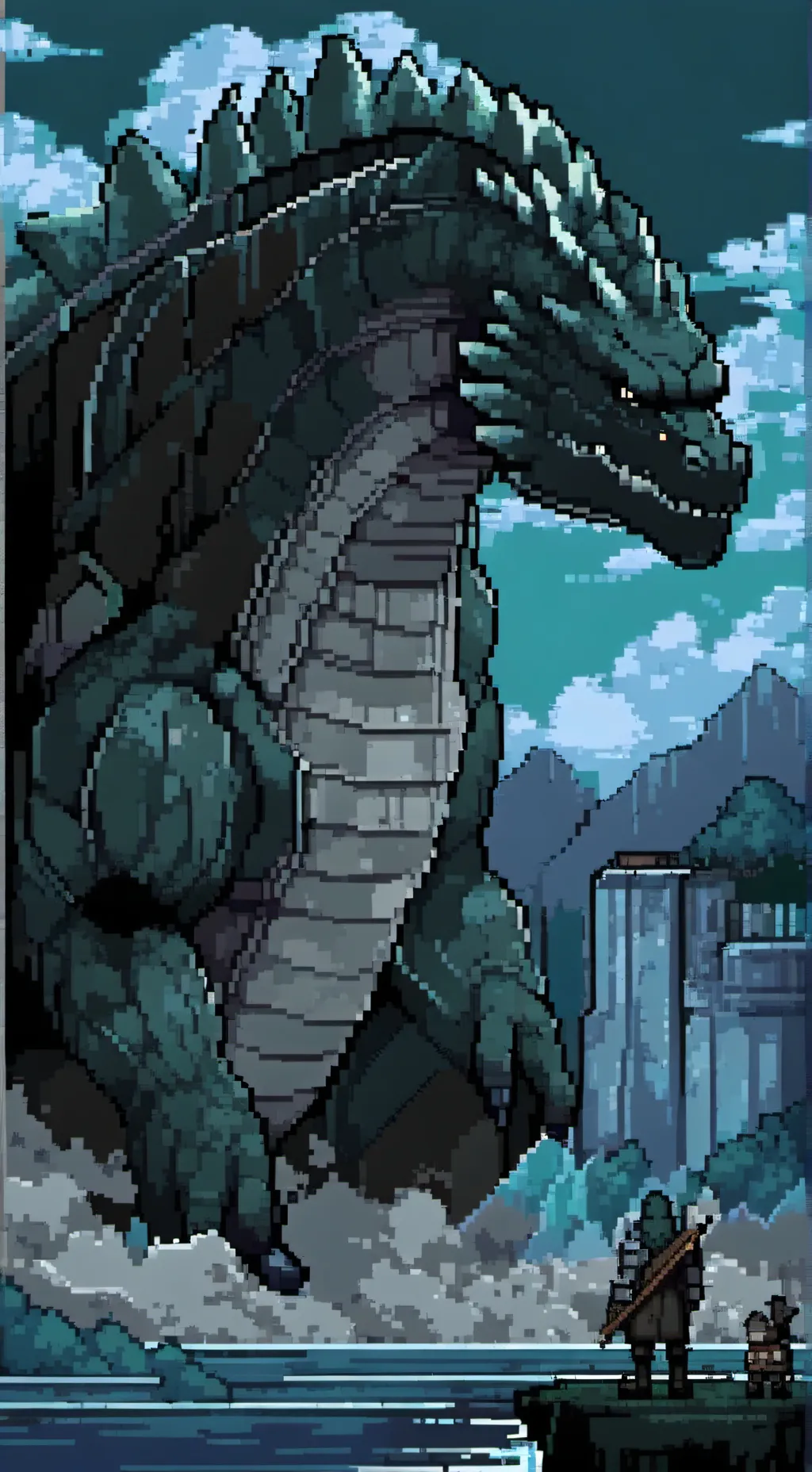 ai character: godzilla background