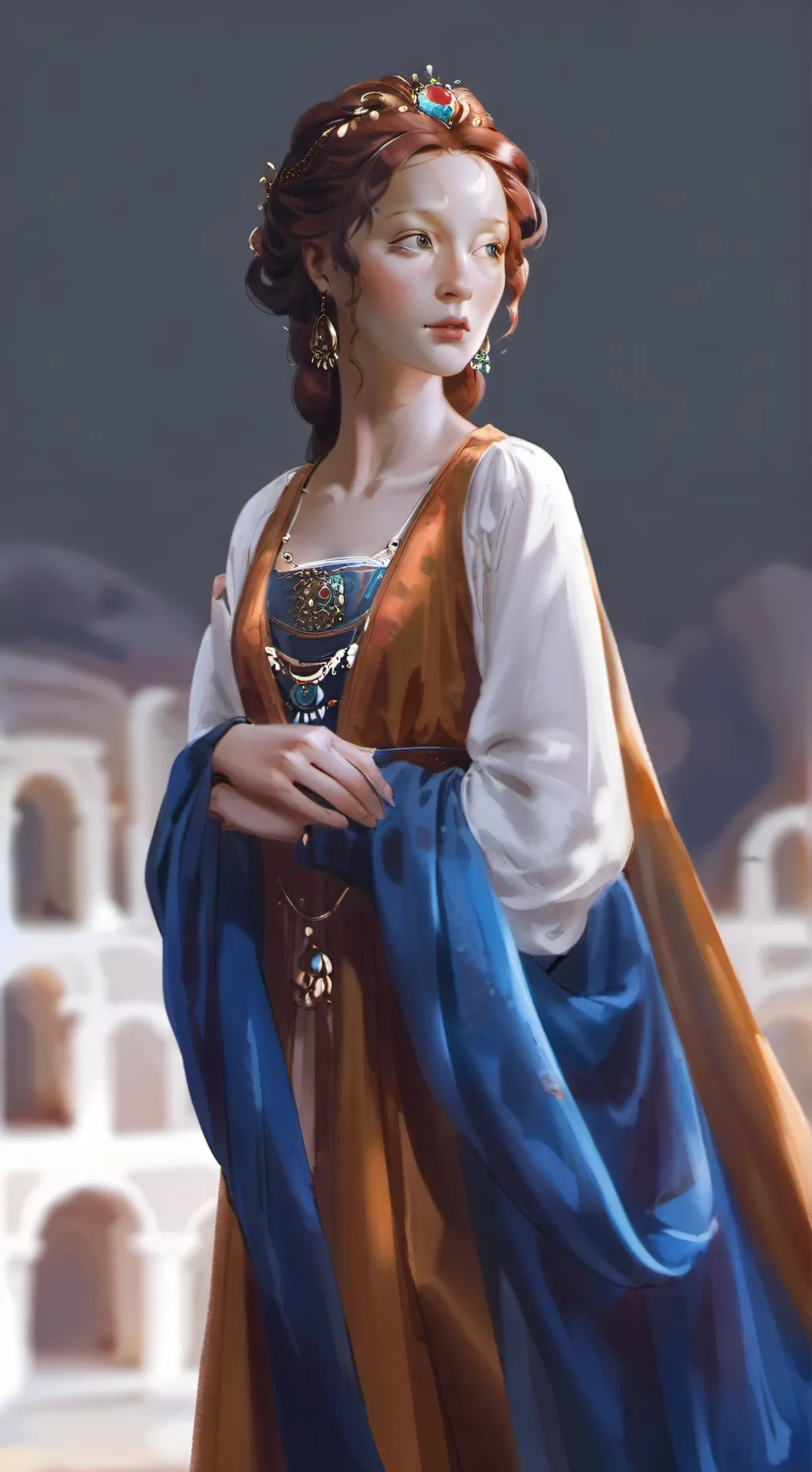 ai character: Elaine  background