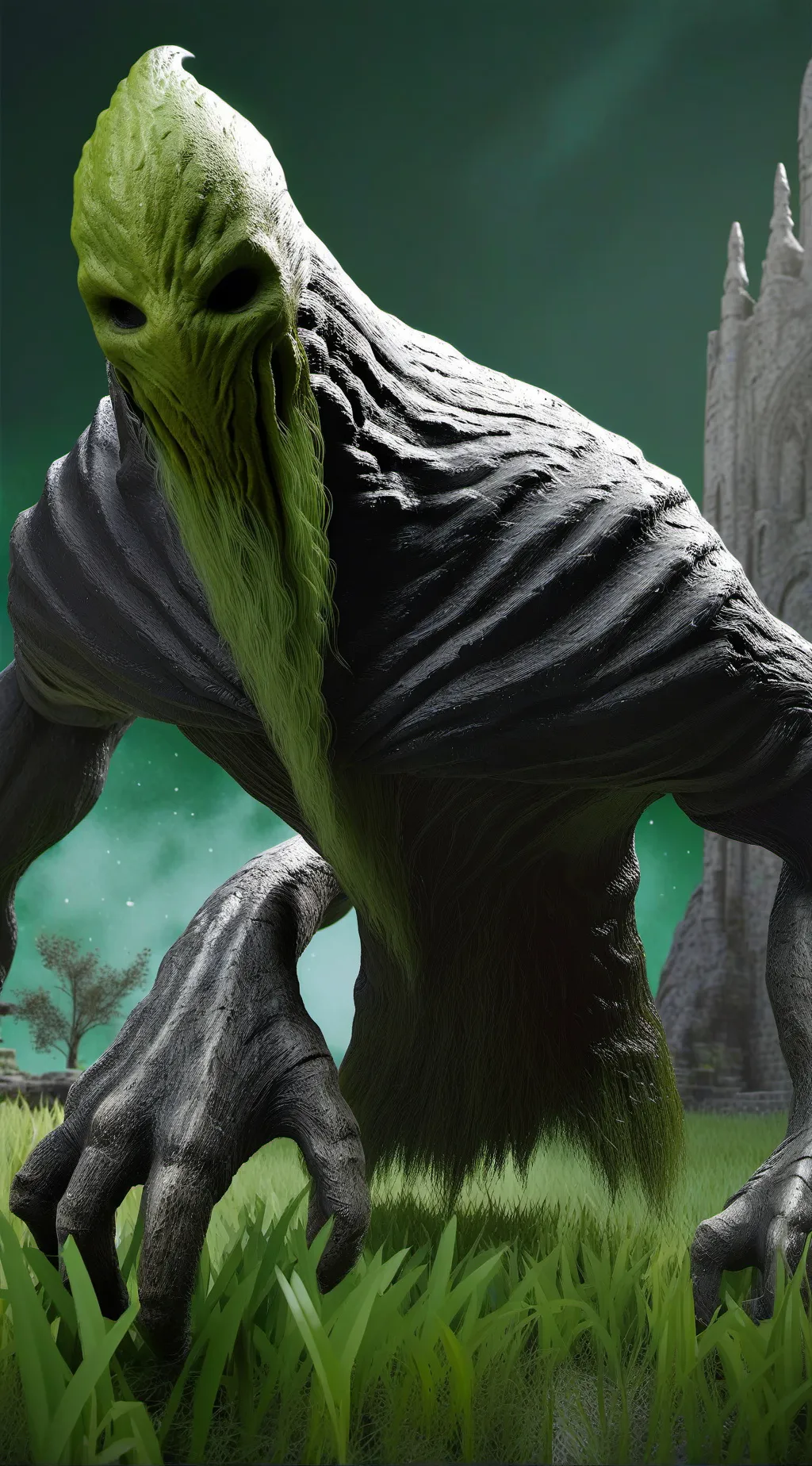 ai character: grass monster background
