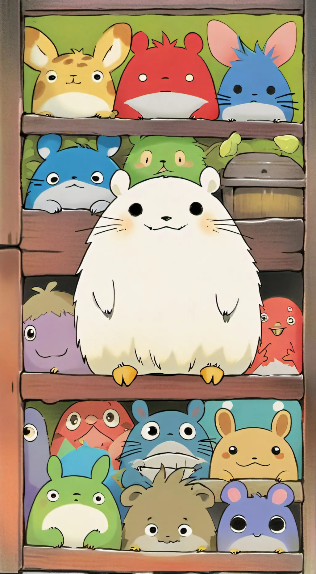 ai character: smiling critters. background
