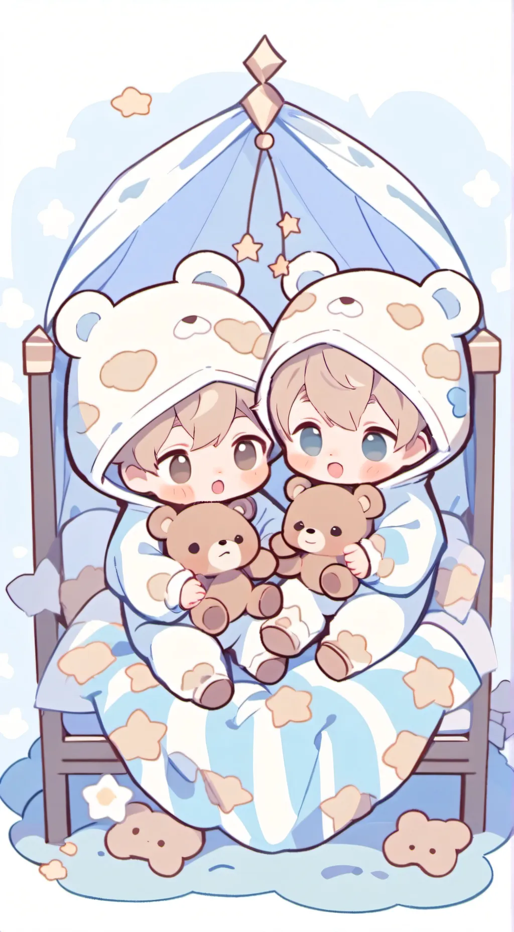 ai character: cute small babies background