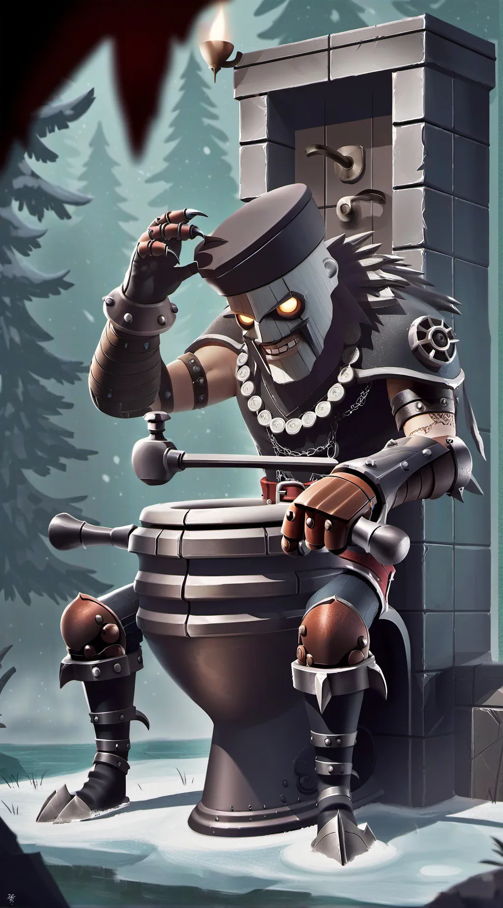 ai character: Astro claw toilet background