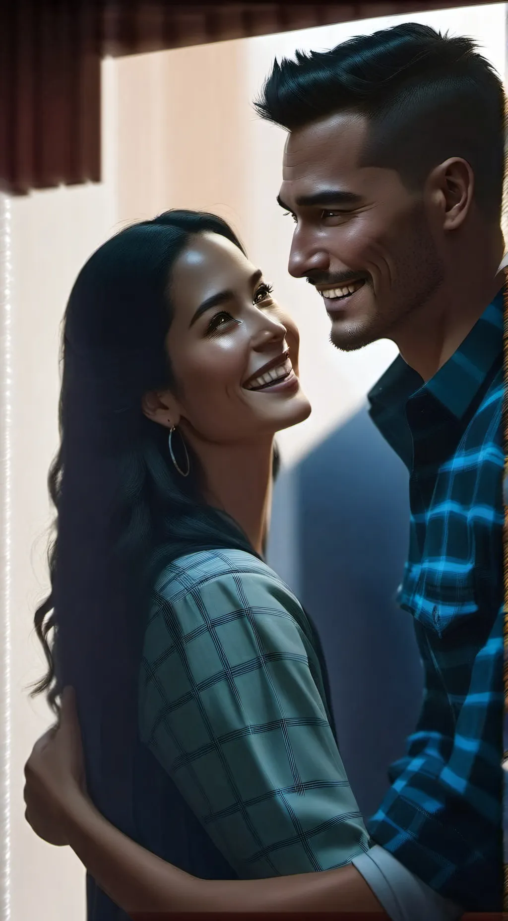 ai character: Tim an Lucy  background