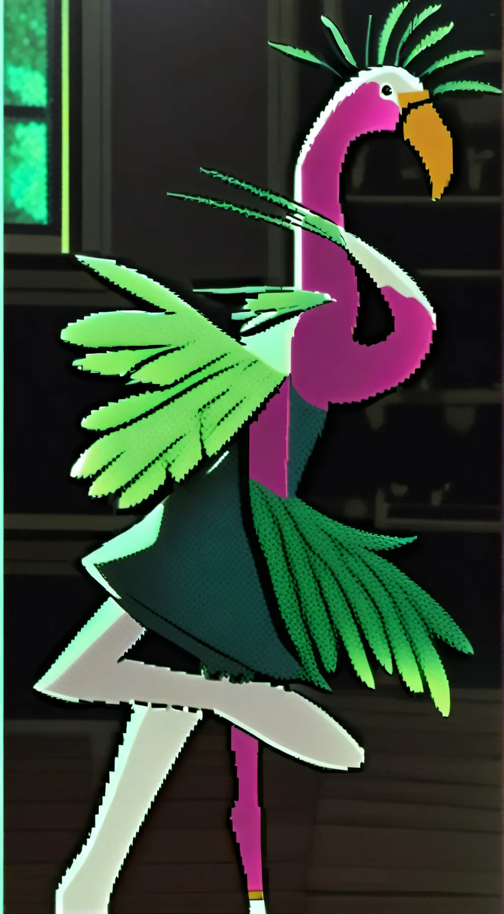 ai character: Flamingo Furry Spirit background