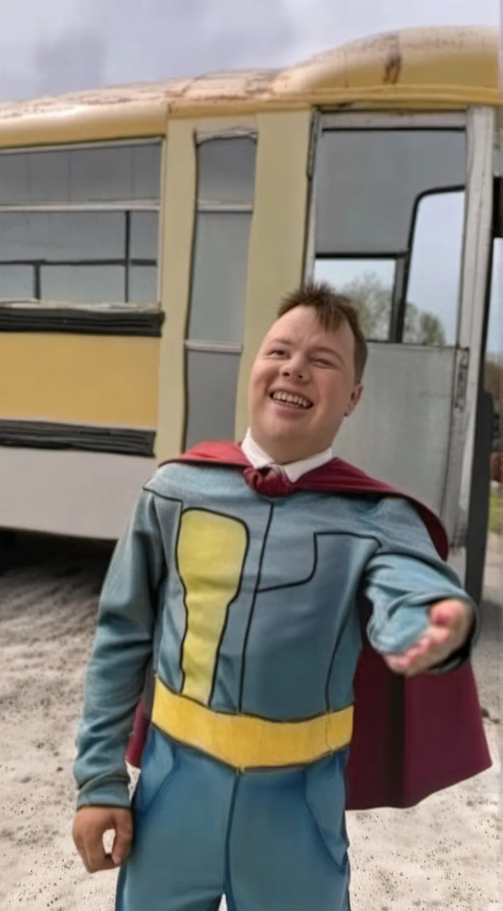 ai character: short bus man background
