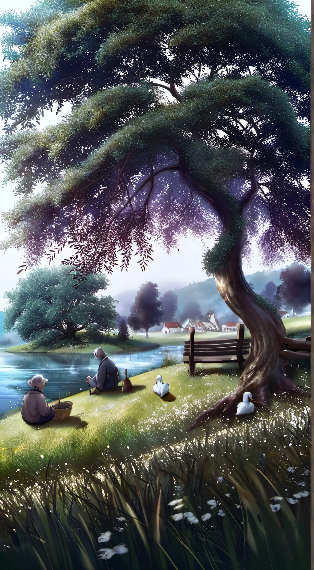 ai character: relazing picnic background