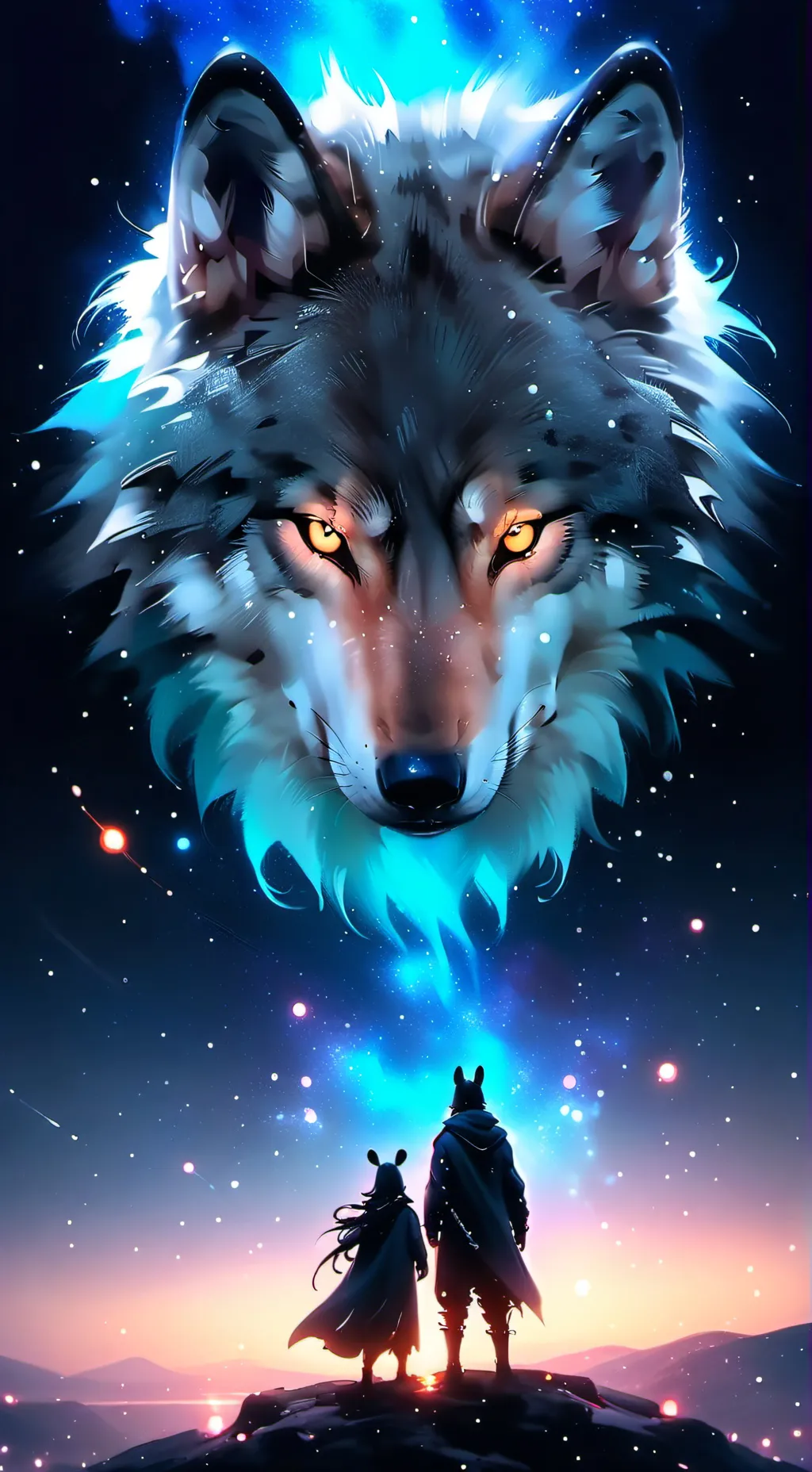 ai character: bunny.. wolf? background