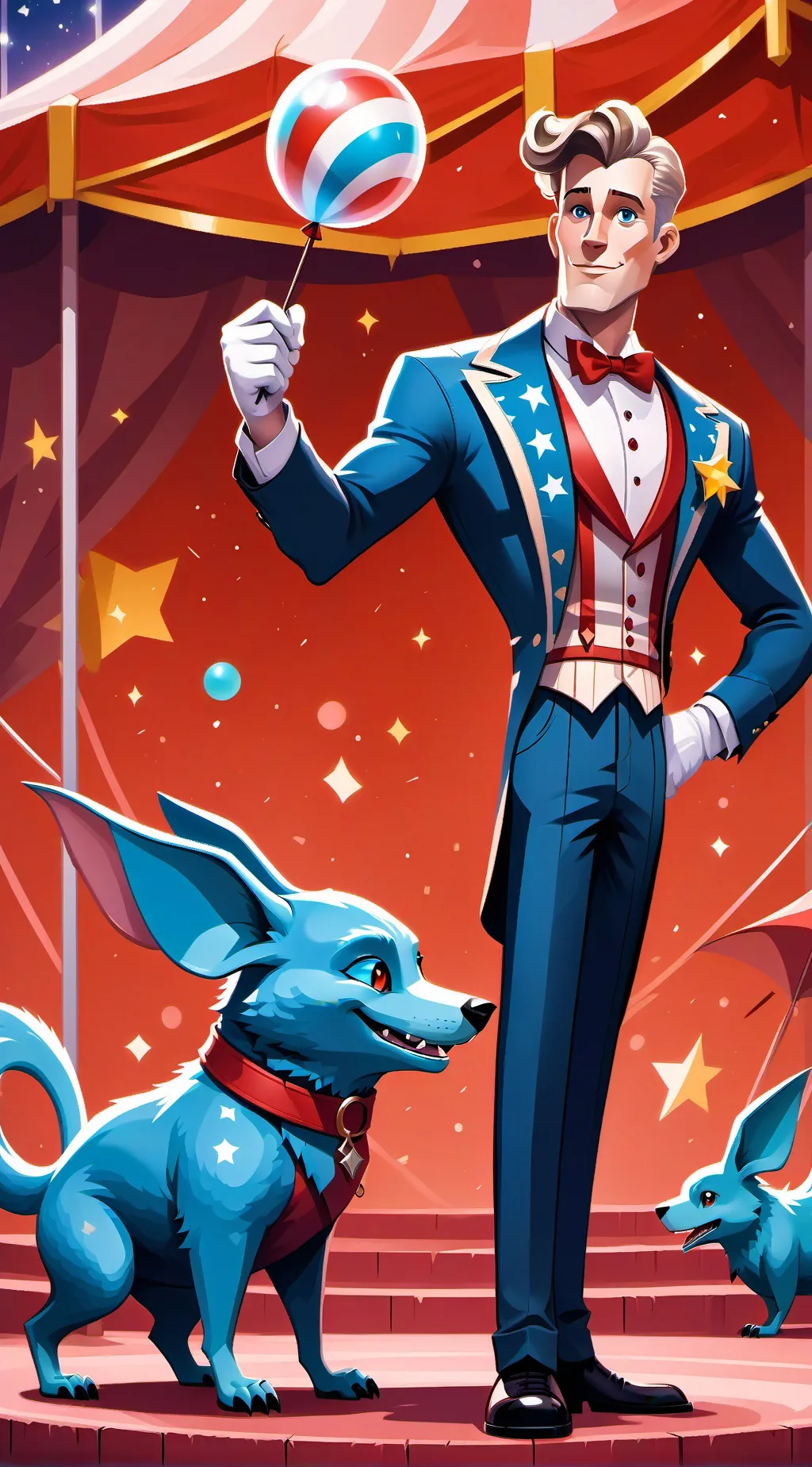 ai character: Digital circus background