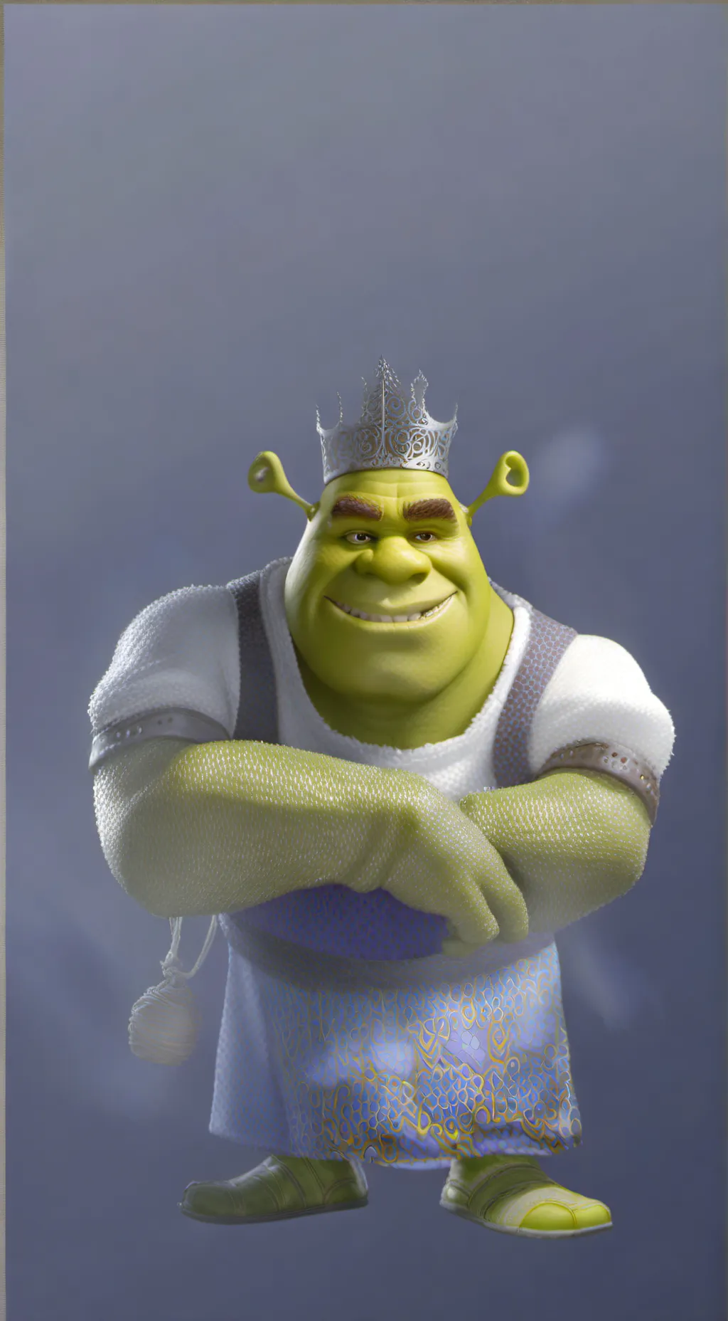 ai character: el rey shrek  background