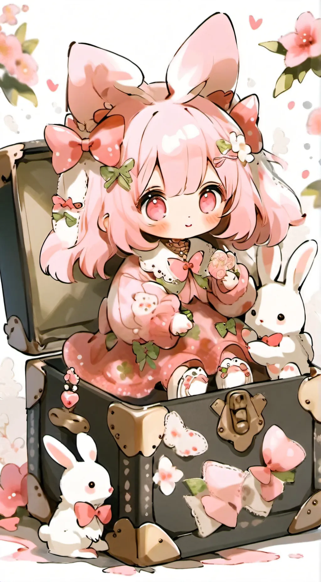 ai character: Sky the pink bunny background