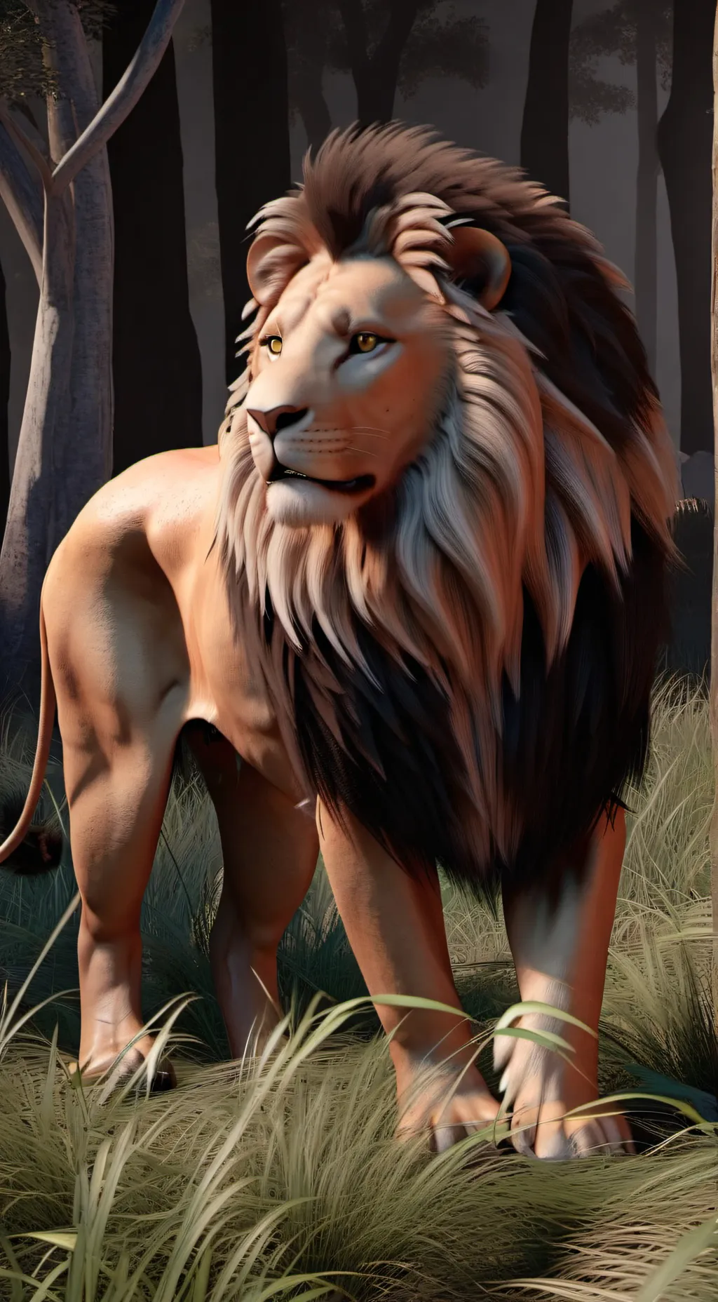 ai character: mufasa et taka background