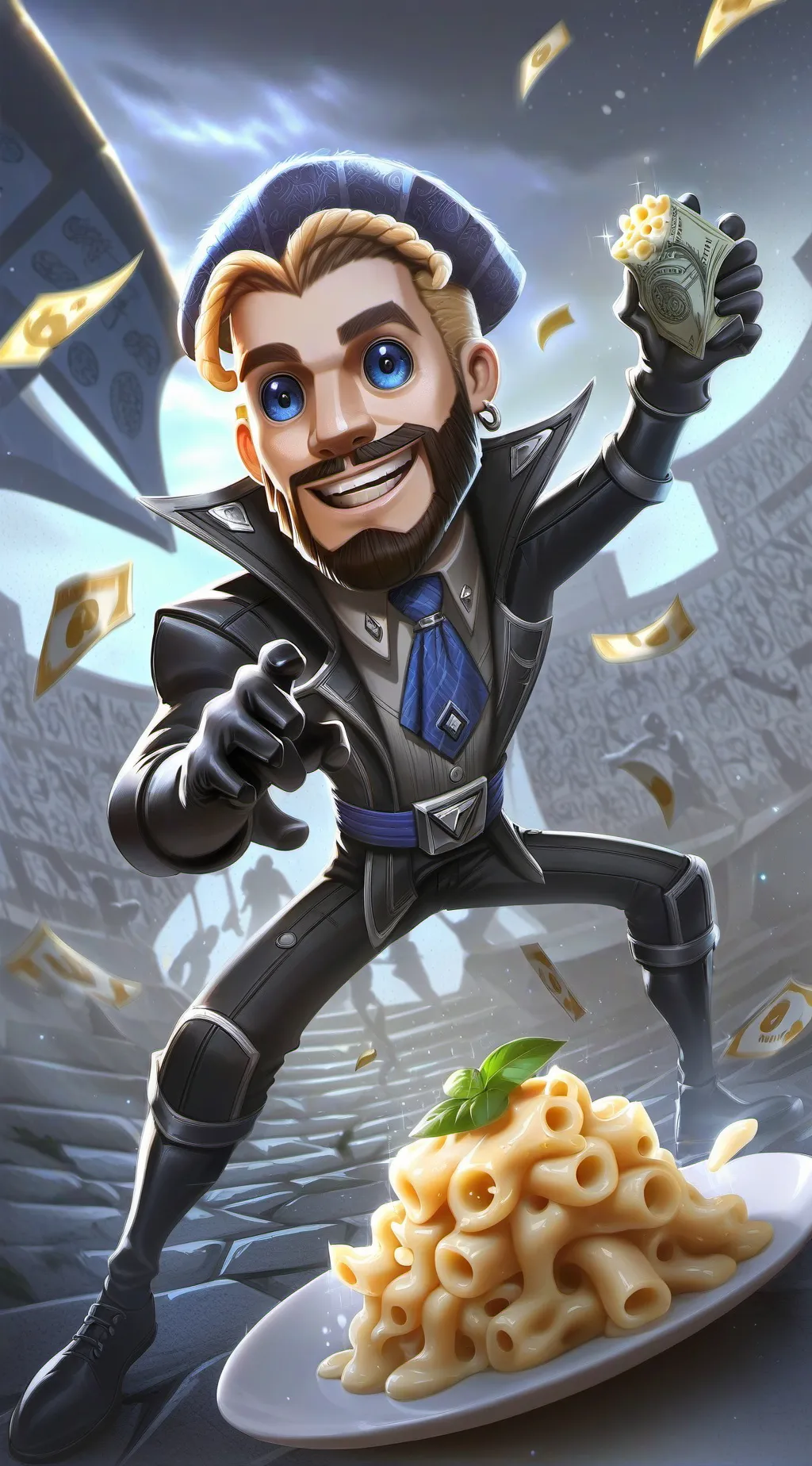 ai character: macamcrich background