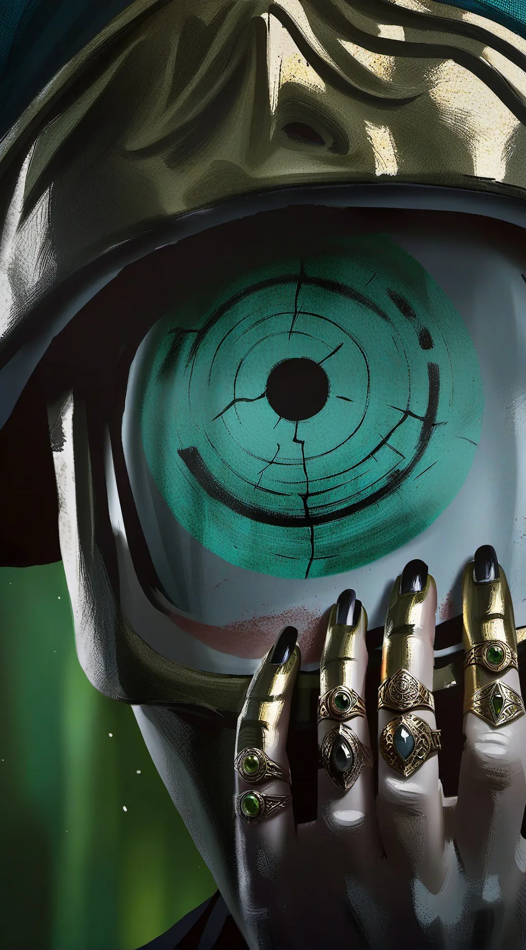 ai character: black eyes background