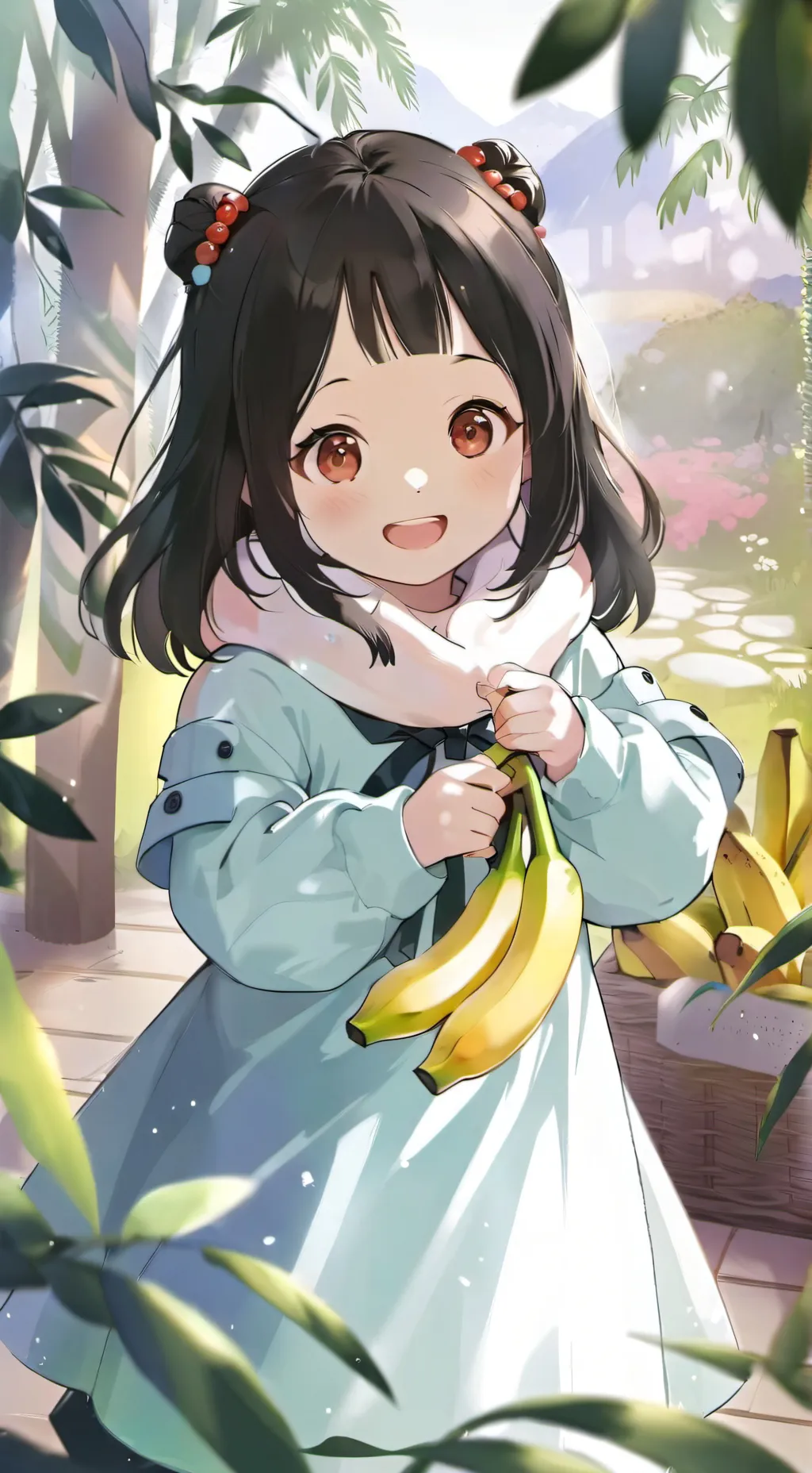 ai character: Banana baby  background